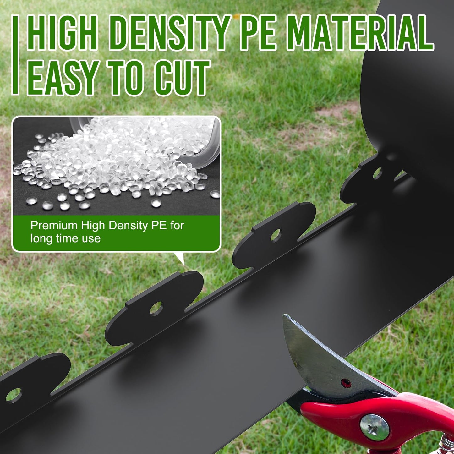 Landscape Edging 4 Inch Tall 20FT with 30Pcs Metal Spikes, Plastic Garden Edging Border Landscape Edging Border Lawn Edging for Landscaping, Flower Bed, Yard