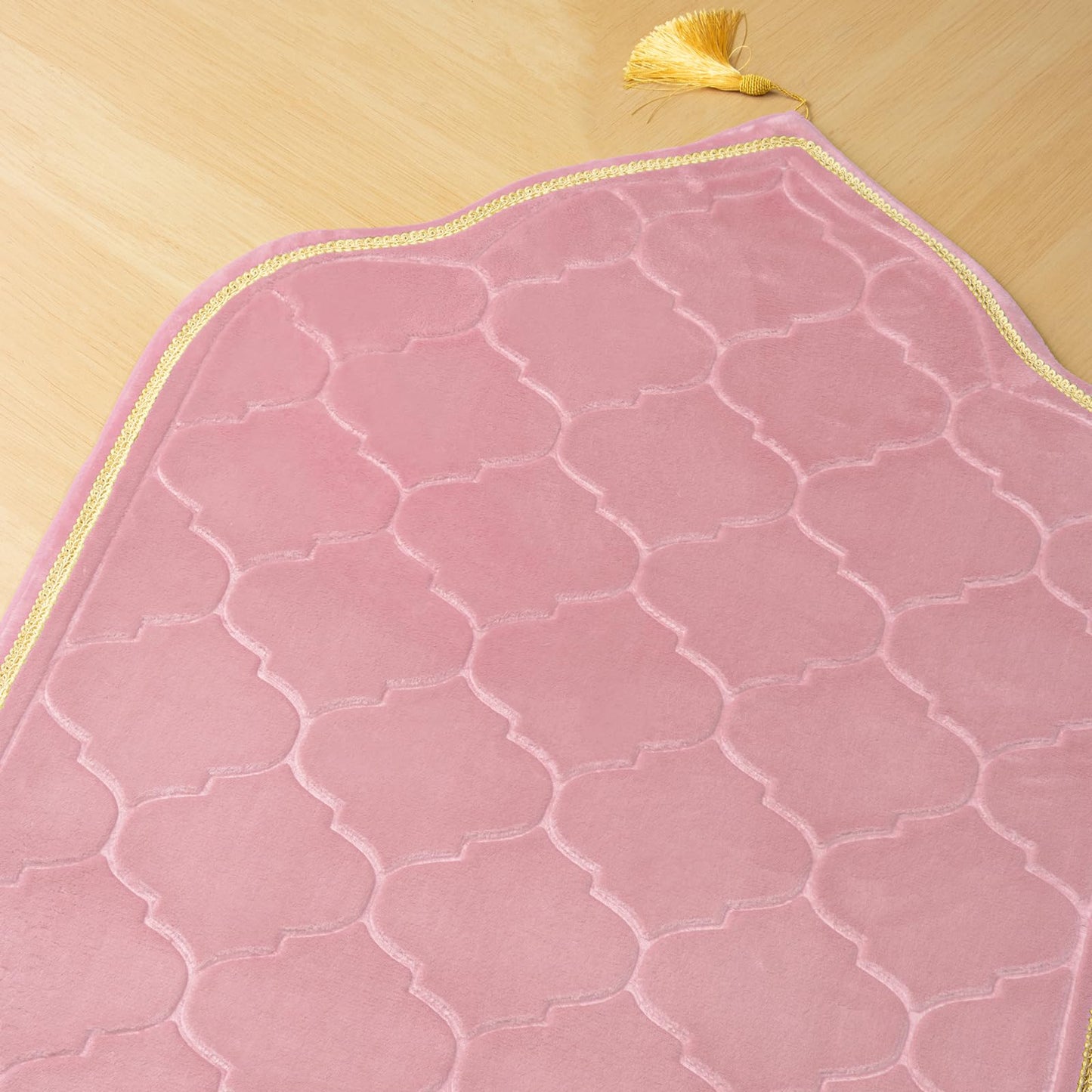 YAZEIN Muslim Prayer Rug with Tasbih Prayer Beads, Soft Memory Foam Prayer Matt Islam, Padded Islamic Prayer Mat Thick for Men and Women, Janamaz, Sajadah (25.6" x 43.3", Pink)