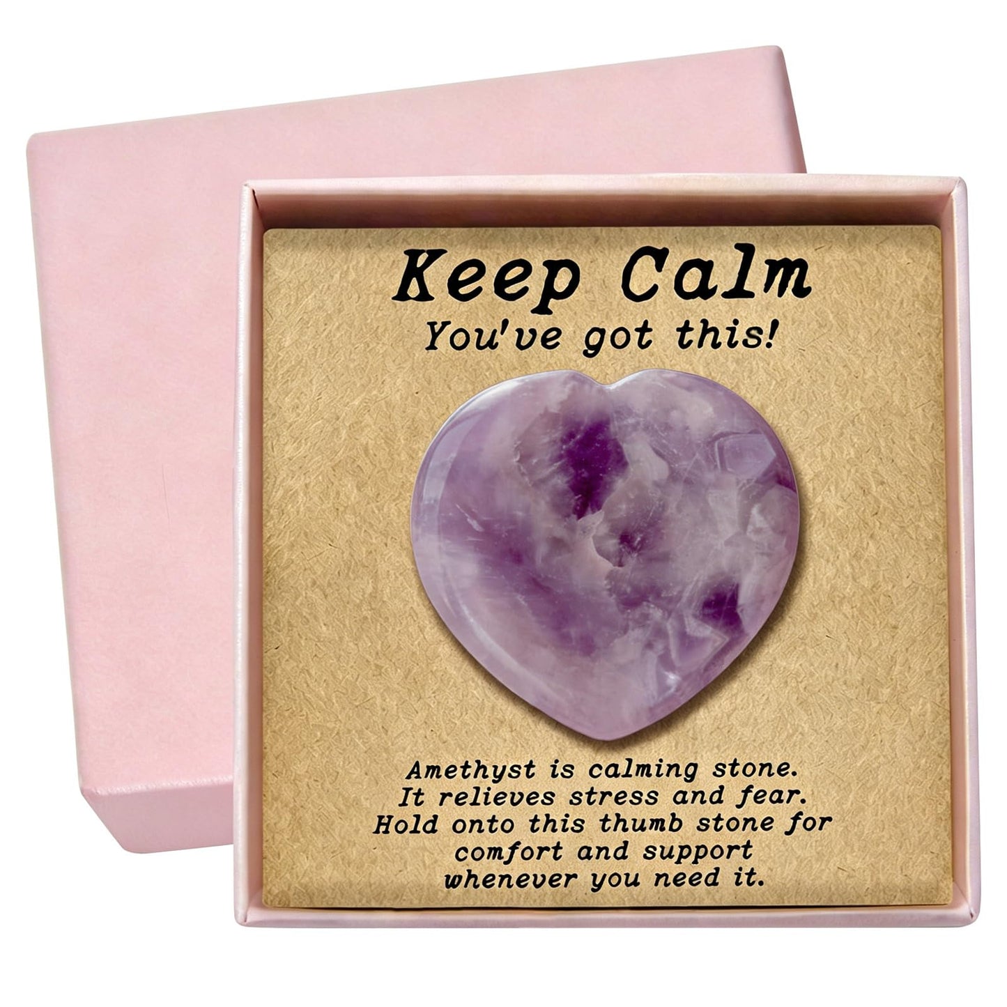 Taxhtext Anxiety Support Gift for Women - Amethyst Crystal Worry Stone, Stress Relief Thumb Stone, Thinking of You Comfort Gift, Inspirational Keepsake for Friends Family & Loved Ones (Amethyst)