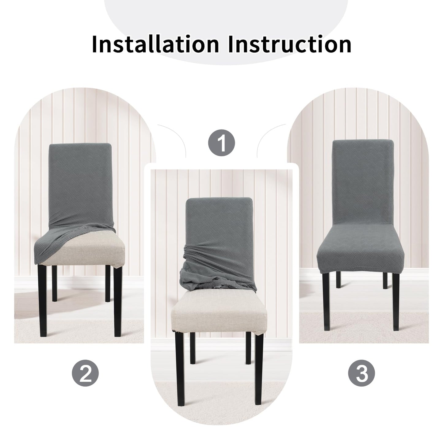 YSTELLAA Chair Covers for Dining Chairs, Stretch Chair Covers Set of 4, Parson Chair Slipcovers Removable Washable Kitchen Chairs Seat Covers,Light Gray