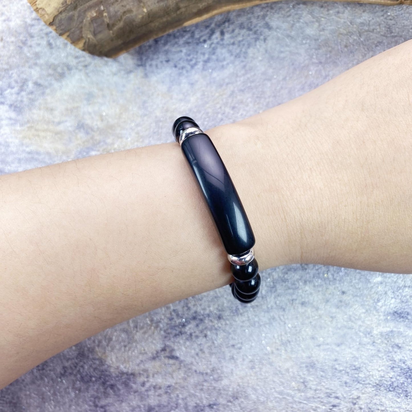 EDEN'S CALL 8mm Healing Crystal Beads Stretch Bracelet Handmade Good Luck Energy Chakra Stone Beaded Bangle, Black Obsidian