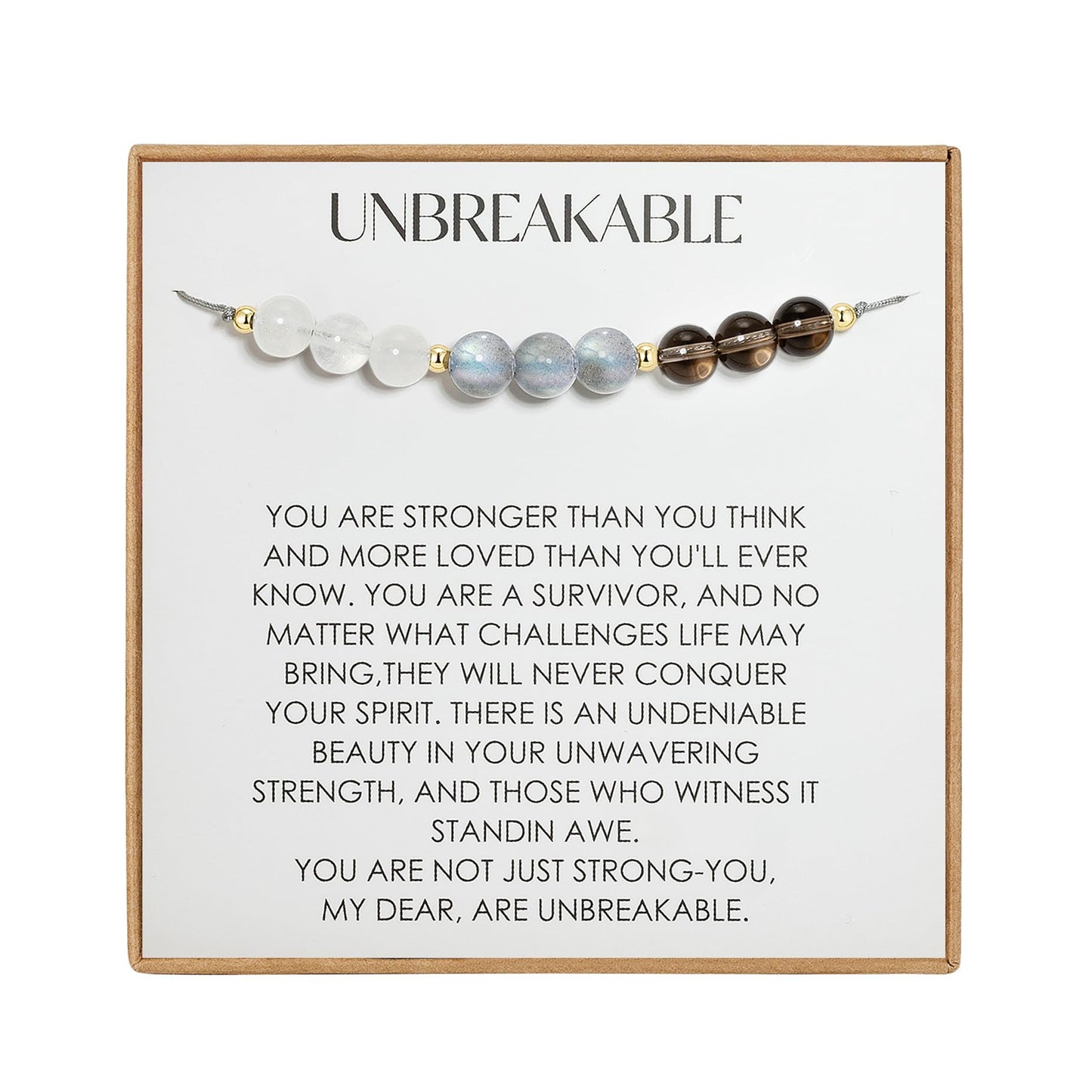 NOURISHLOV Anxiety Relief Bracelet, Unbreakable Bracelets for Stress Relief, Crystal Healing Inspirational Gift for Her, Strength Protection Bracelet