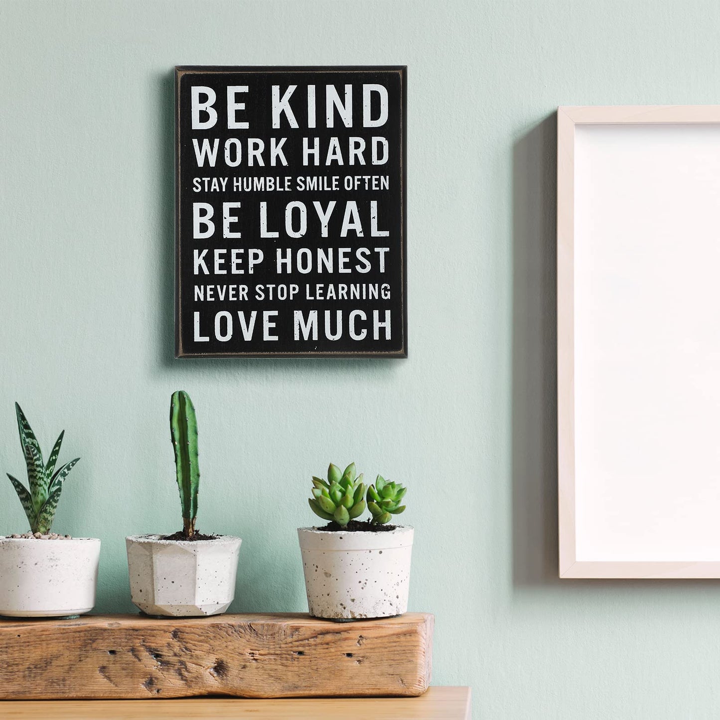 Be Kind Wooden Box Signs with Positive Quotes Sayings Inspirational Desk Decor Family Motivational Signs with Quotes for Farmhouse Office Employee Boss Desk Plaque 4.7 x 6 Inch(Black)