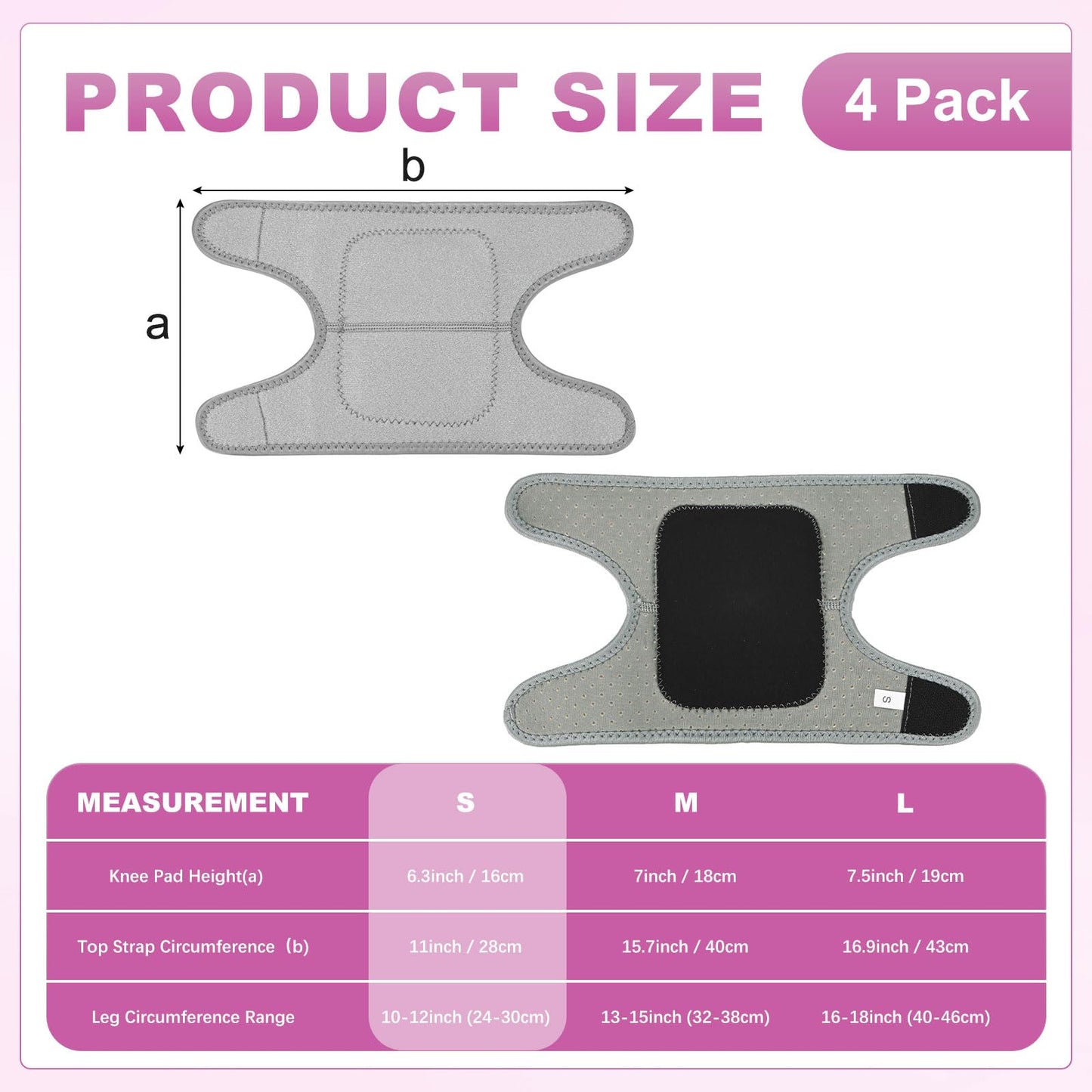 M METERXITY 4-Pack Gardening Knee Pads, Thick Foam Garden Knee Pads with Adjustable Straps for Garden/Construction/Flooring/Cleaning, Suitable for 10"-12" Leg Circumference Size S [Grey]