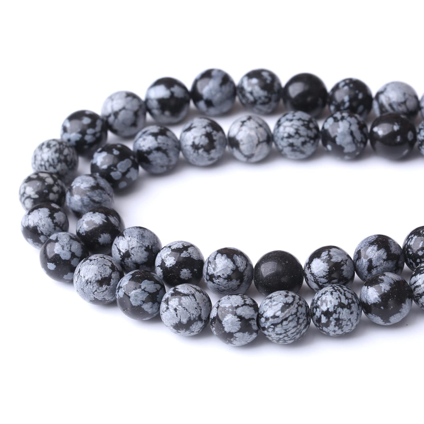 60PCS 6MM Natural Snowflake Obsidian Stone Beads Energy Healing Beads for DIY Jewelry Bracelet Necklace Making for Jewelry Making15Inch