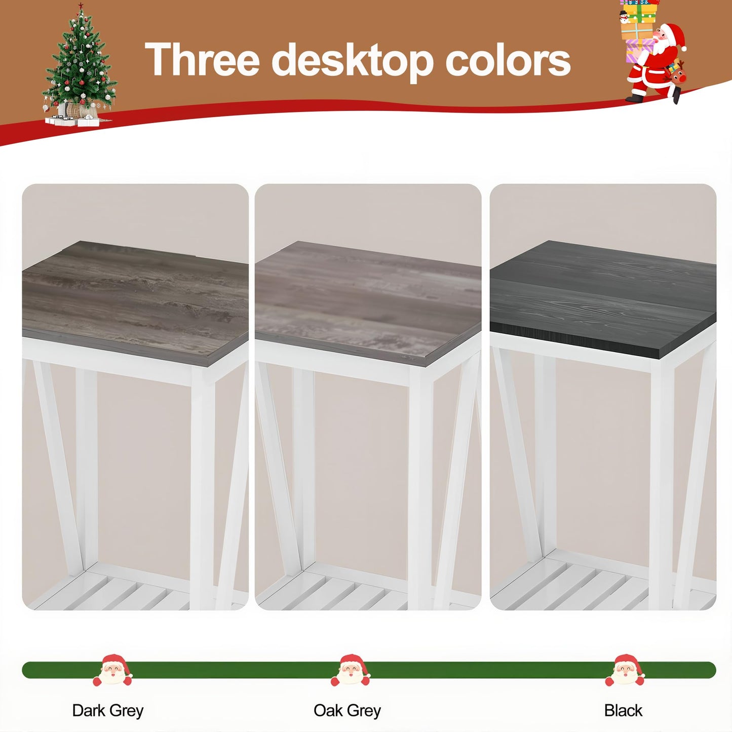 UYIHOME Farmhouse Square End Table, Accent Side Table with Slats Design, Sofa Side Table with Sturdy Frame for Living Room, Dark Grey