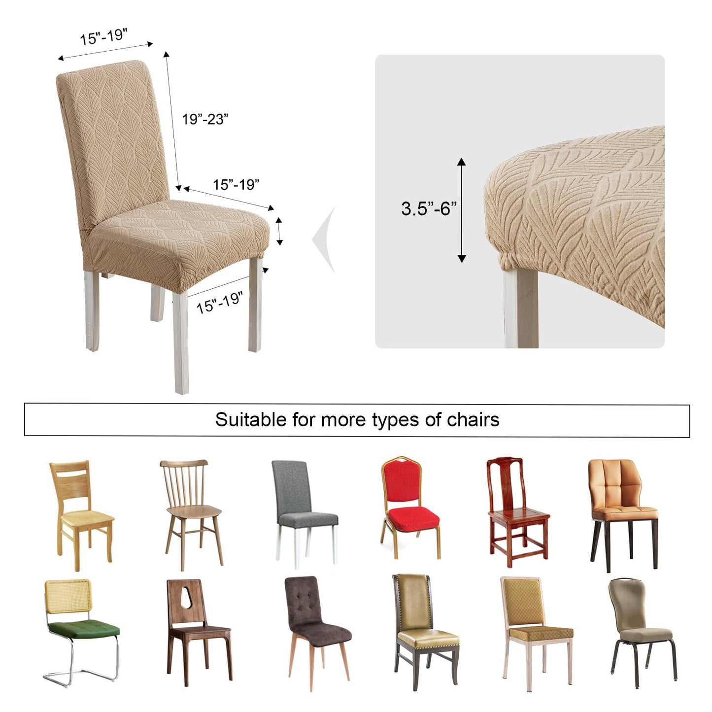 YUEANG Waterproof Dining Chair Covers, Chair Covers for Dining Room, Stretch Parsons Chair Slipcover, Removable, Washable for Dining Room Kitchen Chair Protector Cover