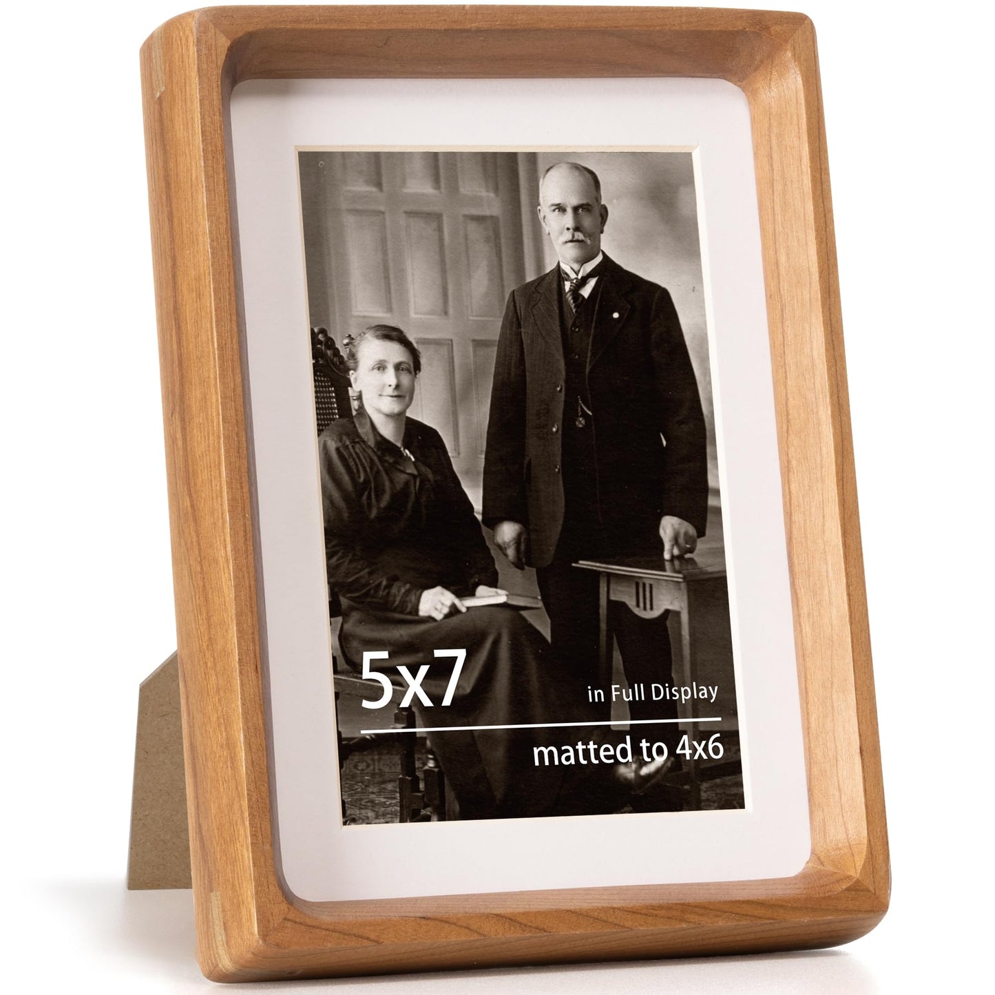 Dreamland 5x7 Picture Frame, USA-Sourced Cherry Wood Photo Frames with HD Tempered Glass, 5 x 7 Wooden Frame Matted to 4 x 6, 5x7 Frames Handcrafted Rounded Corner for Tabletop or Wall Display