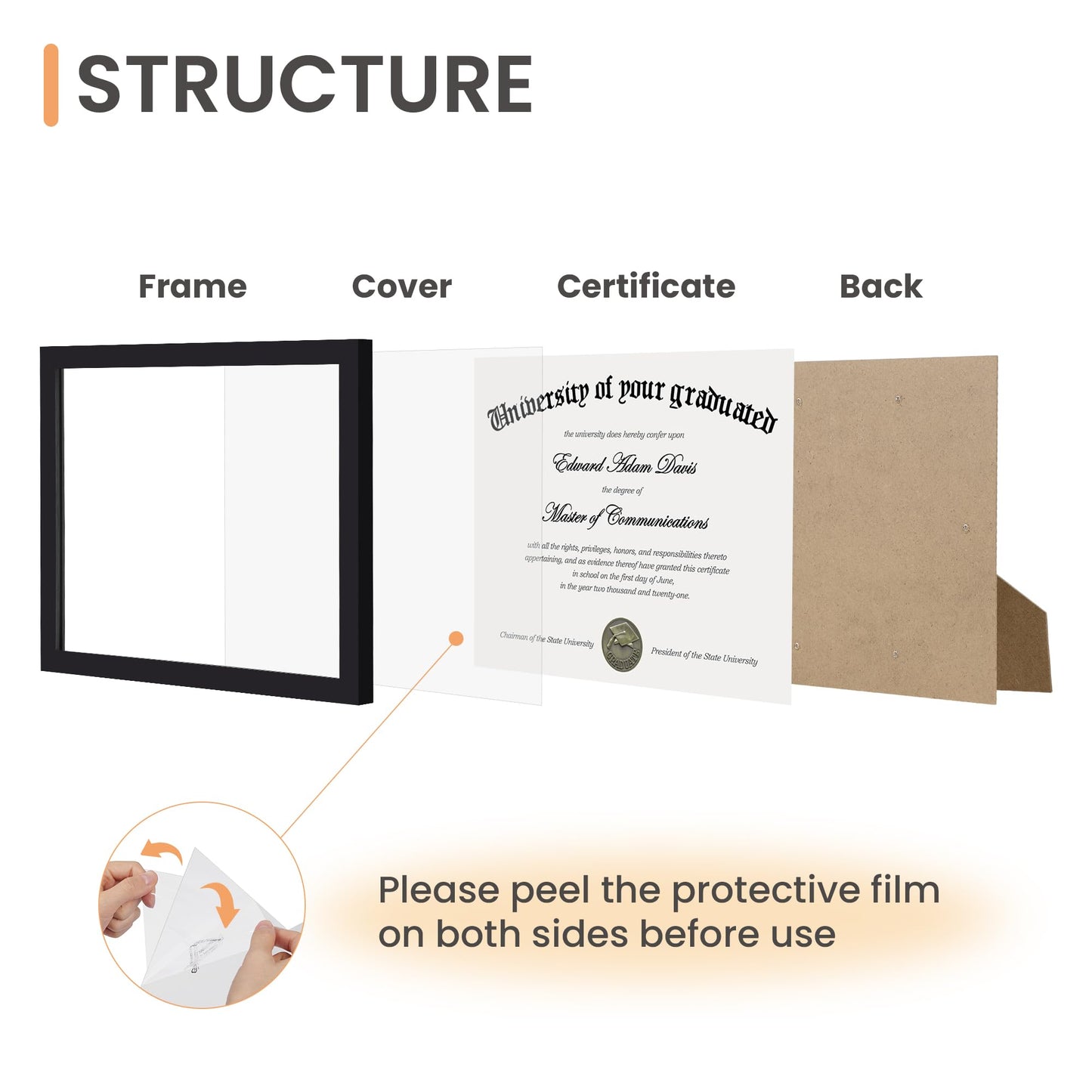 upsimples Certificate Frame with Clear Plexiglass, 8.5 by 11 Picture Diploma Document Degree Frames for Wall and Tabletop, Black, 1 Pack