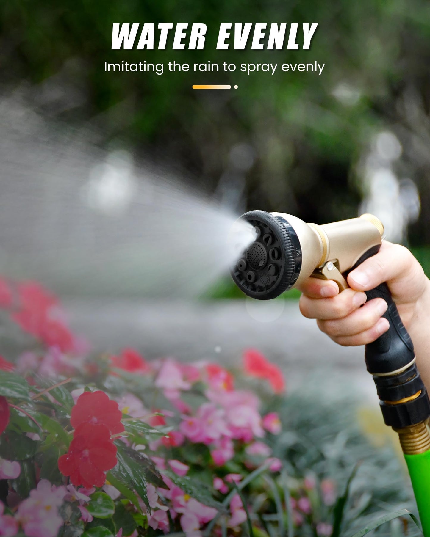 RAINPOINT Garden Hose Nozzle, Metal Hose Sprayer Nozzle With 9 Adjustable Spray Patterns, Heavy Duty Hose Sprayer for Watering Plants, Lawns, Car Wash, Pet Washing(Black)