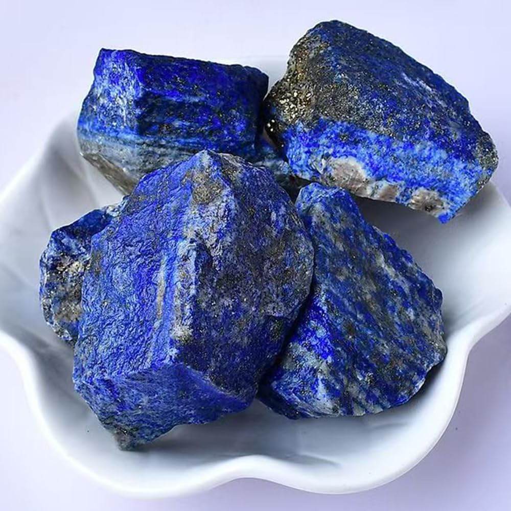 2PCS Natural Raw Stone Healing Crystals Bulk, Gemstones for Reiki, Meditation, Home Decor, Garden Fountain Rocks (Lapis Lazuli)