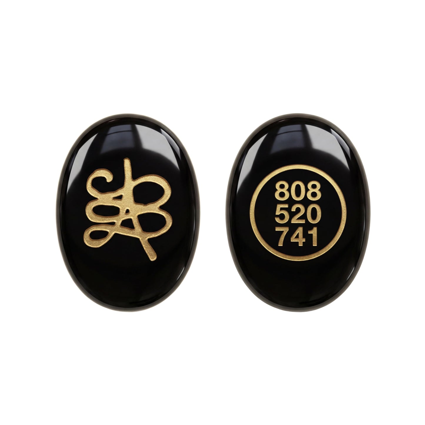 Trrystals Natural Gemstone Zibu Coin – Reiki Healing Symbol, Energy Activation, Good Luck & Spiritual Protection Token (Black Obsidian)