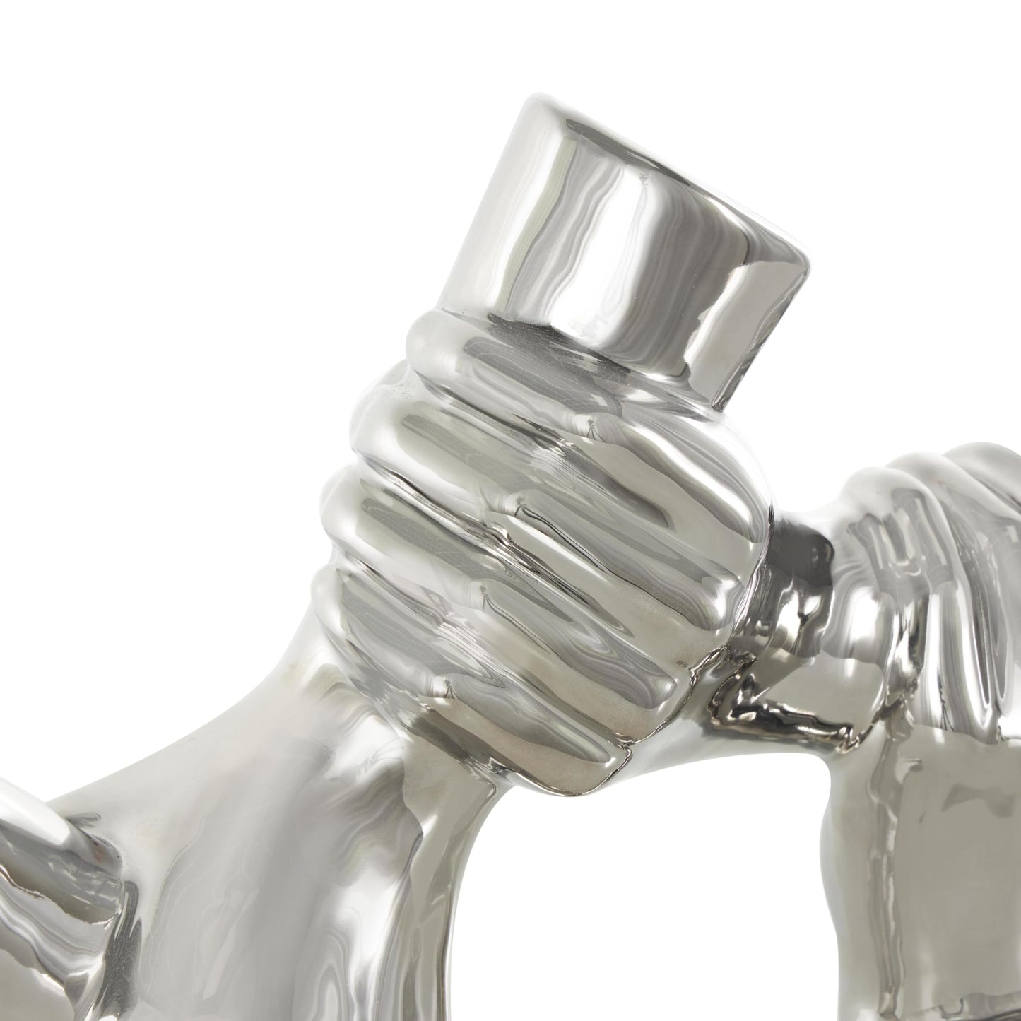 Deco 79 Ceramic Hands Decorative Sculpture Gripping Home Decor Statue, Accent Figurine 13" x 4" x 13", Silver