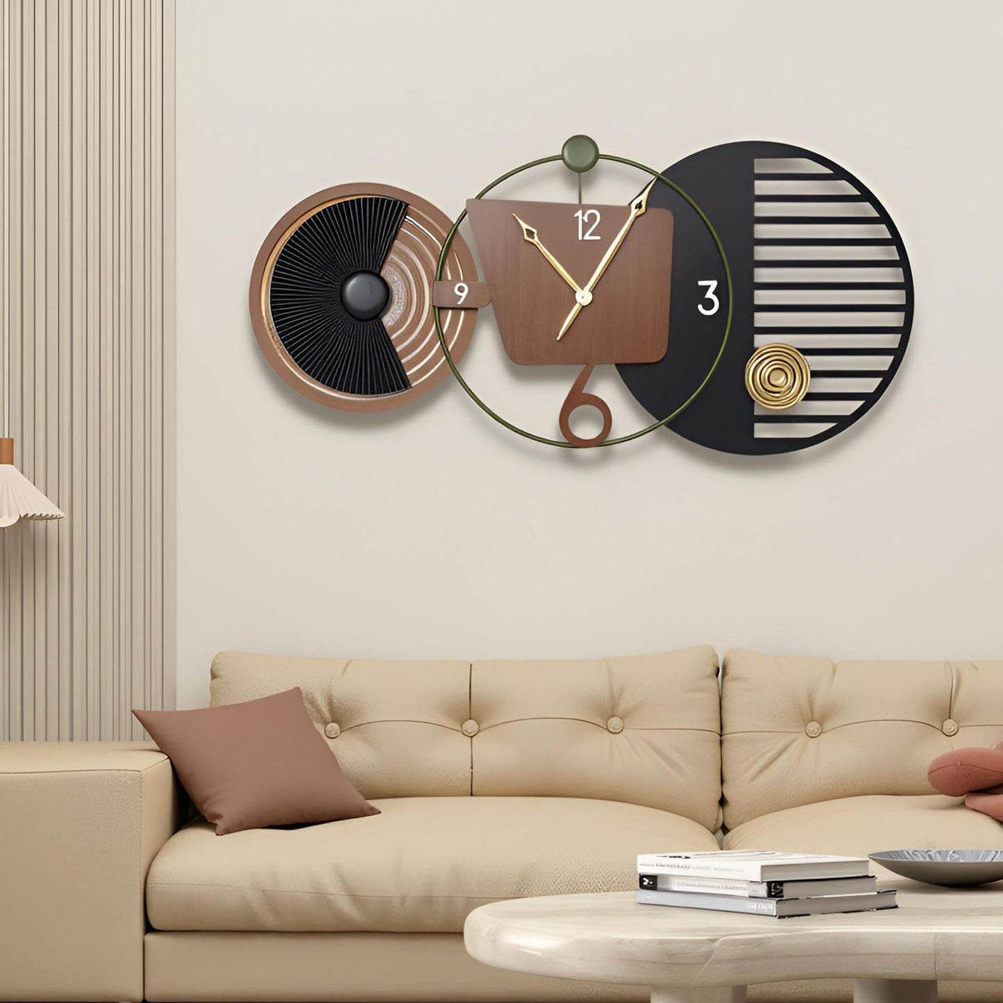 Tiuposr 41x20 Inch Modern Wall Clocks, Large Round Decorative Clock, Silent Non-Ticking Battery Operated Timepiece for Living Room, Bedroom, Office, Entryway