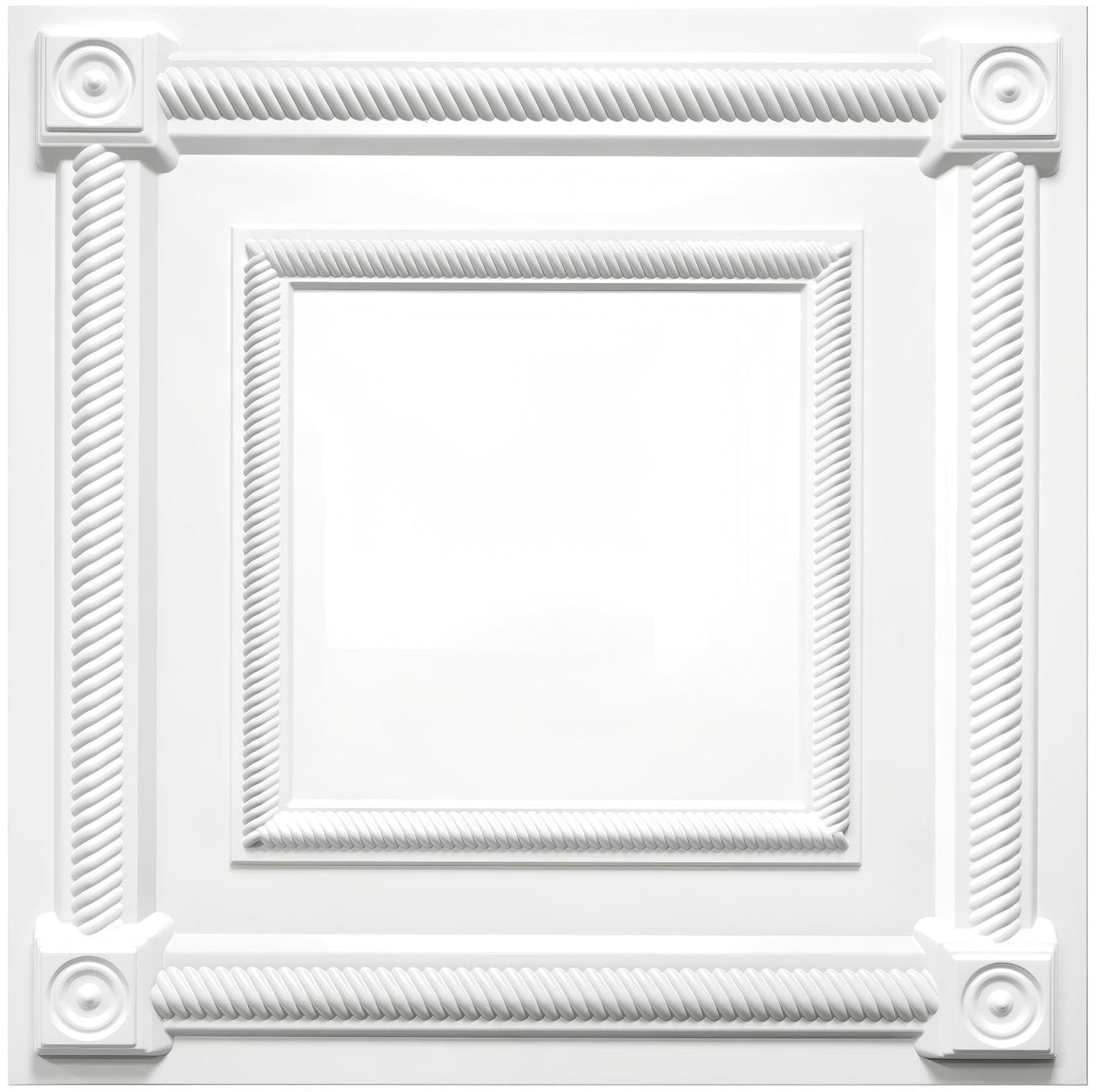 LEVOWAY 12-Pack PVC Drop Ceiling Tiles, 24 x 24in White 2'x2' Glue Up Ceiling Panel Cover 48 Sq.Ft