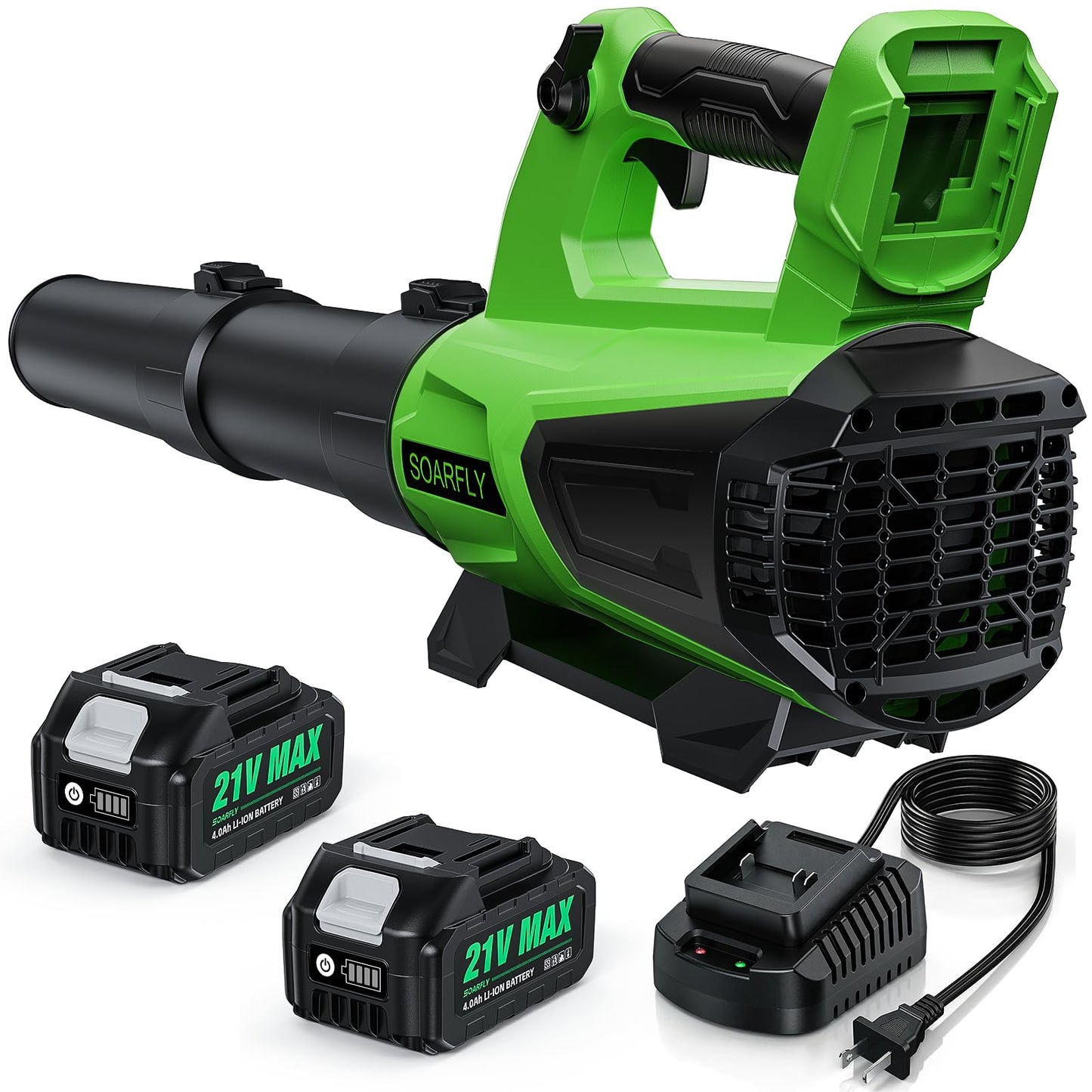 Leaf Blower Cordless, 580 CFM Electric Leaf Blowers with 2 x 4.0Ah Batteries and Charger, Electric Yard Blower with Variable Speed & Cruise Control for Lawn Care, Patio, Dust, Blowing Leaves