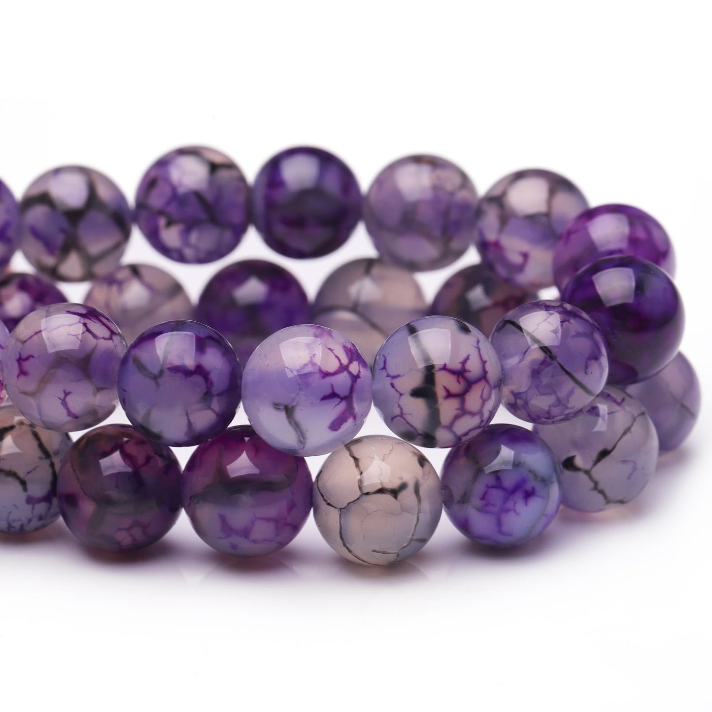 Chicager 8mm Natural Stone Beads for Jewelry Making,Purple Dragon Vein Agate Polished Smooth Round Gemstone Beads for Bracelet Necklace 15 Inch