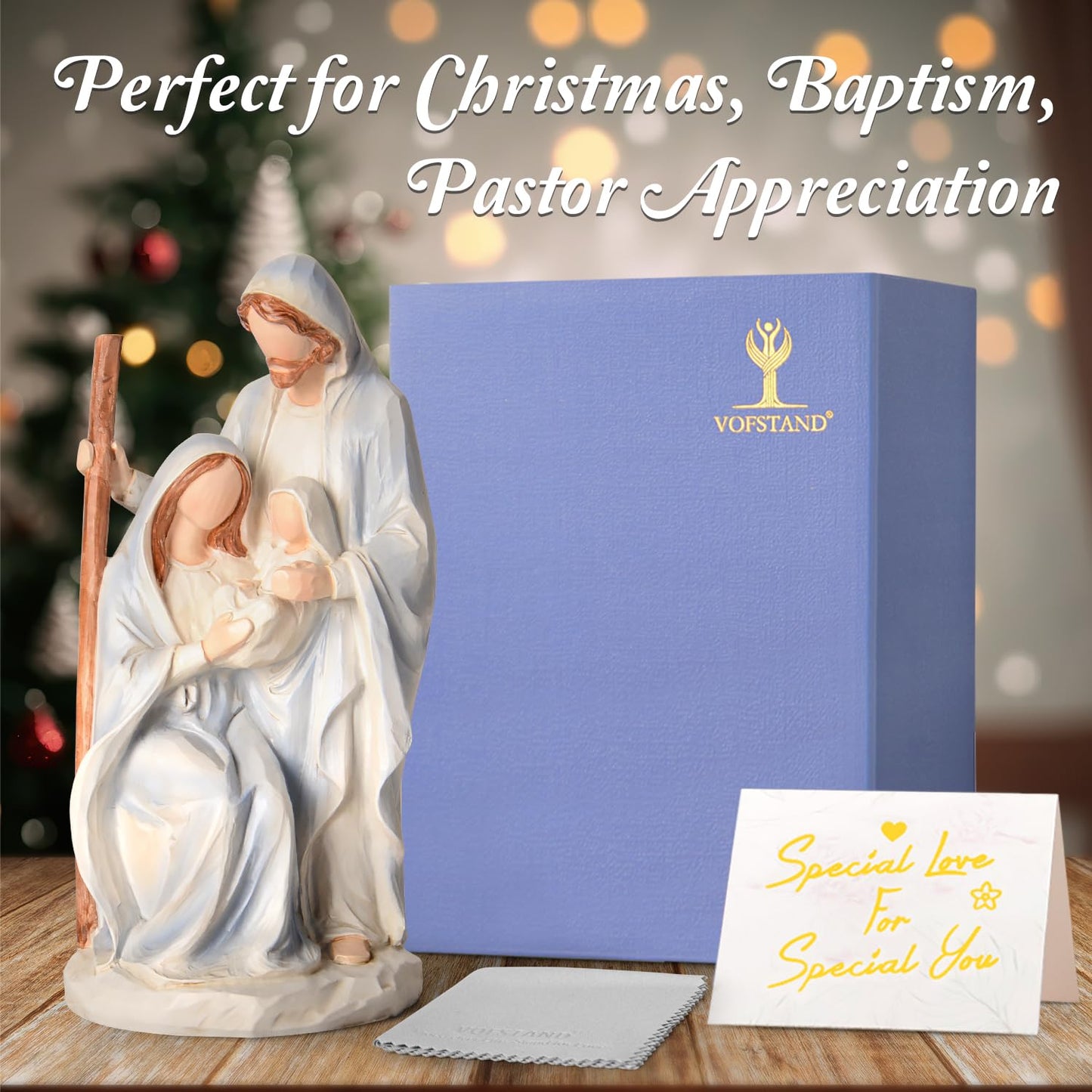 Nativity Set Holy Family Statue - 10 inch Handcrafted Christmas Nativity Figurine, Indoor Resin Nativity Ornaments Sets, Religious Gifts for Daughter, Wife, Family, Christian Home Holiday Decoration