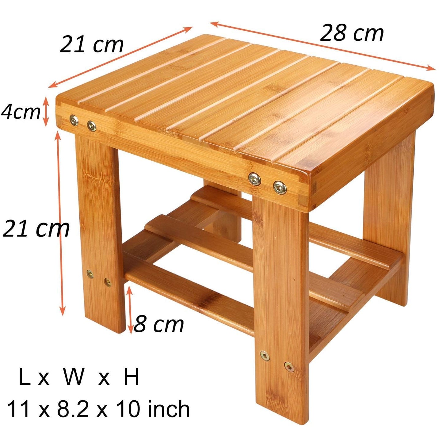 STARVAST Bamboo Shower Stool Small Wood Shower Bench 10 inch Wooden Stool Seat Foot Rest Ideal for for Small Spaces Bathroom Bedside Inside Shower Entryway Shoe Spa Bench