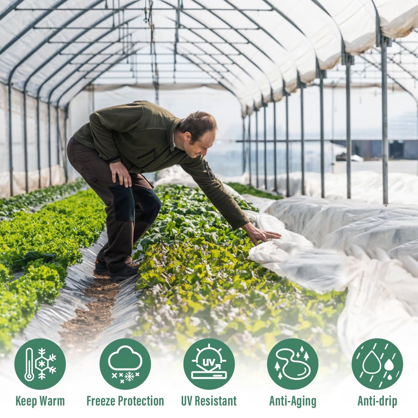 Legigo 8 X 26 Ft Clear Plastic Plant Covers Freeze Protection- 6 Mil Winter Greenhouse Plastic Sheeting for Frost Water Sun Wind Resistant, Plant Vegetable Blanket Covers for Cold Weather Garden Farm