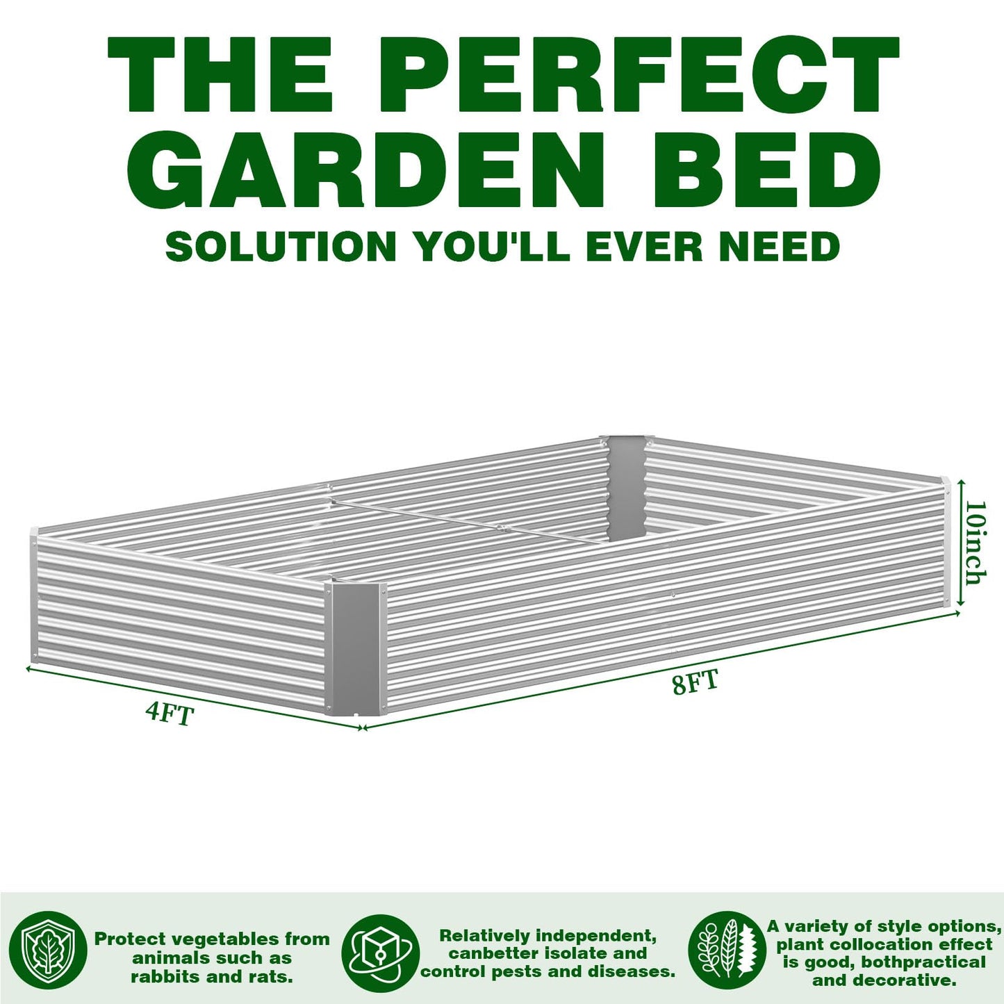 Annzoe 4 Pcs 8 x 4 FT Galvanized Steel Raised Garden Bed for Outdoor Gardening, Durable Metal Planter Box for Vegetables, Herbs, and Flowers, Easy Assembly & Rust Resistant