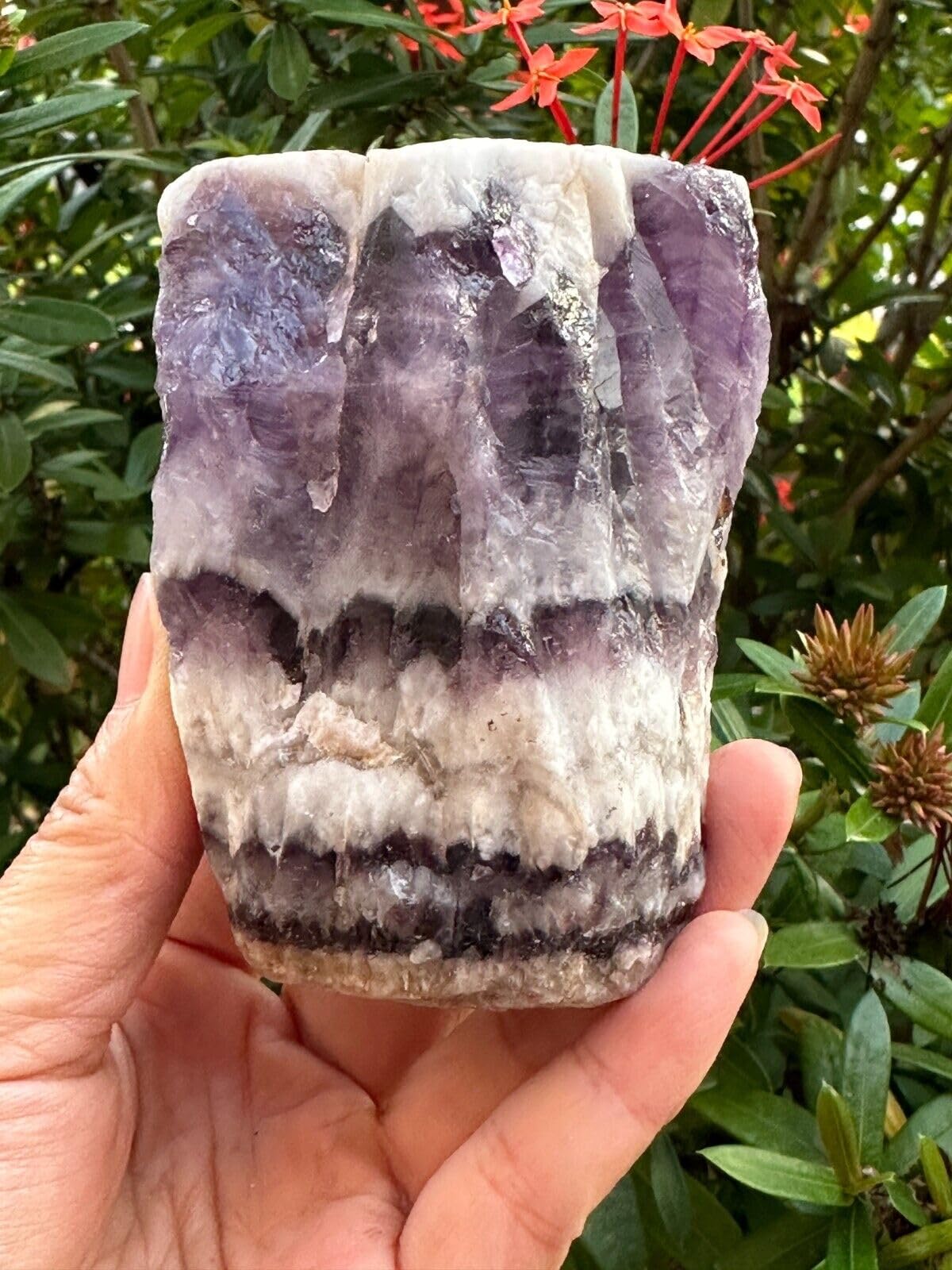GAF TREASURES XL Raw Chevron Amethyst, 3-4" Natural Rough Chevron Amethyst, Chevron Amethyst Healing Rough Crystal (Chevron Amethyst, 0.5-1 lb)