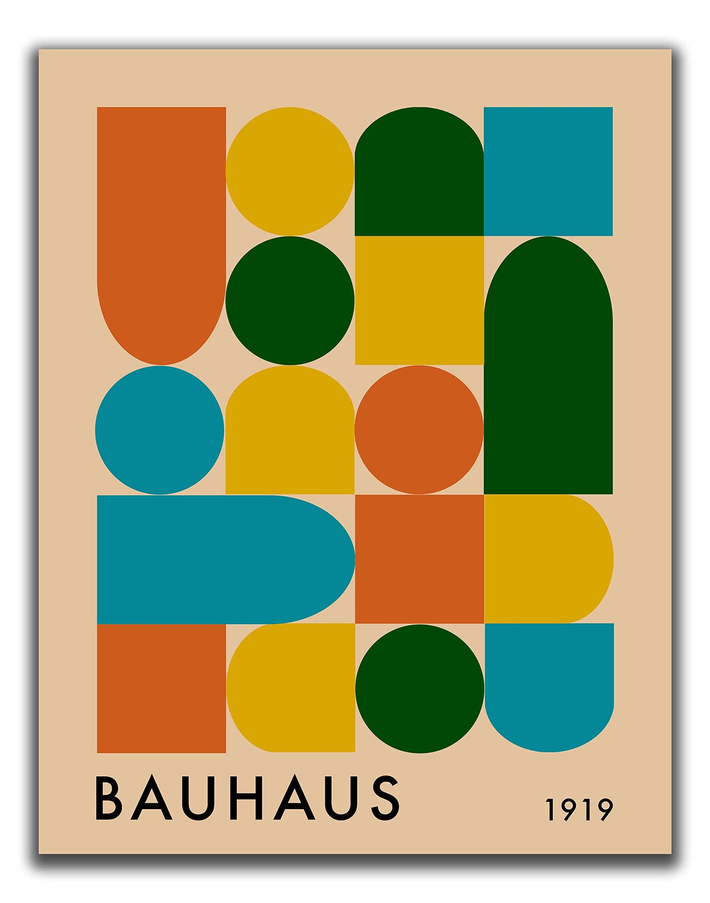Geometric Wall Art - UNFRAMED Print - Bauhaus-Style Mid Century Modern Wall Decor - Exhibition Poster Replication (11x14", Primary Colors)