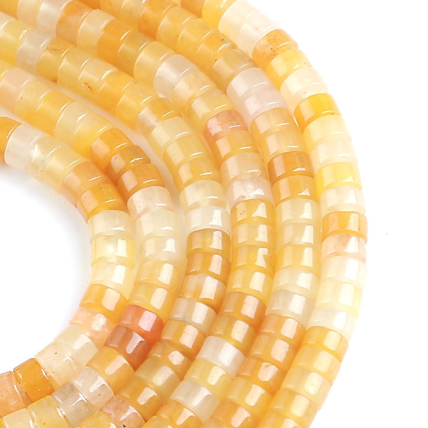 150pcs 2x4mm Natural Yellow Aventurine Stone Tube Shape Beads Loose Flat Round Cylinder Flat Spacer Black Stone Beads for Bracelet Earrings Jewelry Making