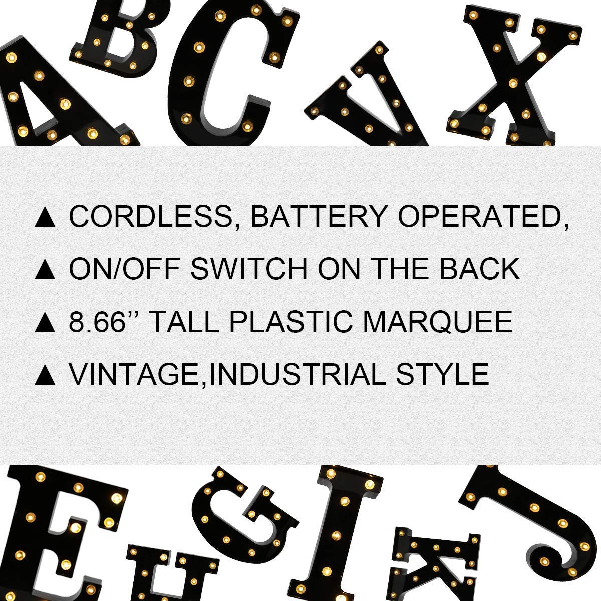 OYCBUZO Light Up Black Alphabet Marquee Letters Sign LED Marquee Number Lights Sign for Night Light Home Bar Christmas Lamp Birthday Party Wedding Decoration Z