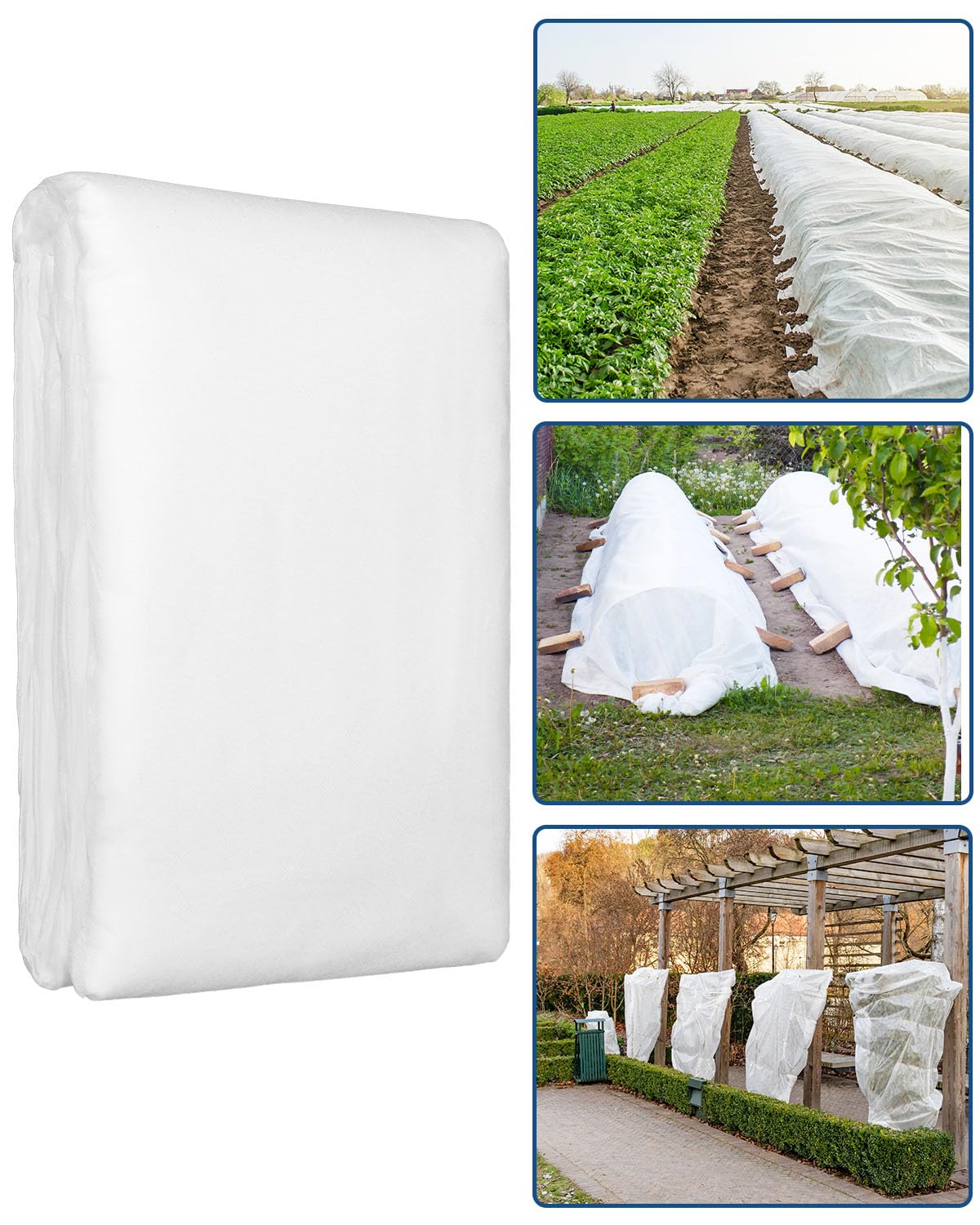 Homoda Plant Covers Freeze Protection, 10 ft x 30 ft 1.2oz Frost Blankets for Outdoor Plants in Winter, Floating Row Cover for Vegetable Garden, Frost Cloth Plant Freeze Protection