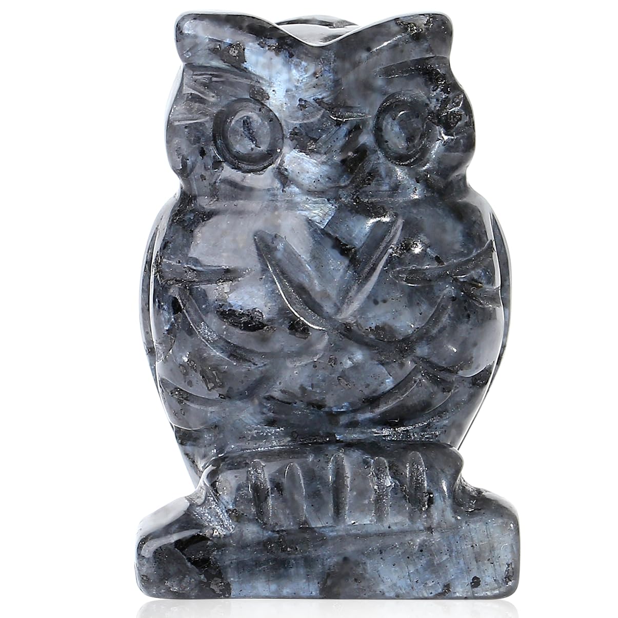 YATOJUZI 2” Owl Decors Natural Black Labradorite Crystals Stones Cute Decor Polished Hand-Carved Sculpture Statue Figurines Gemstone Home Office Desk Decoration Reiki Energy Gifts