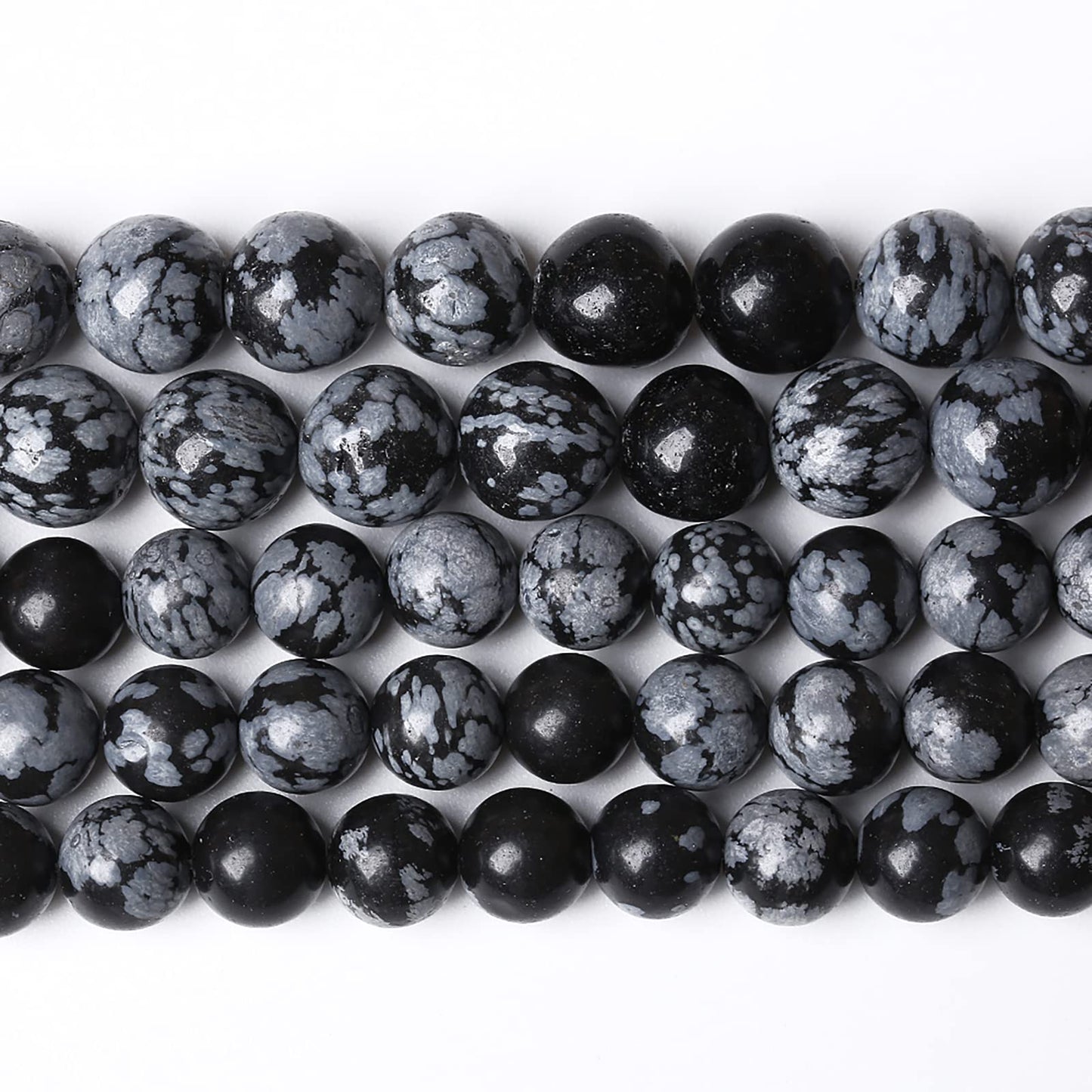 Natural Snowflake Obsidian Beads Round Loose Stone Energy Healing Gemstone Beads for Jewelry Making DIY Bracelet Necklace for Jewelry Making 8mm 45pcs