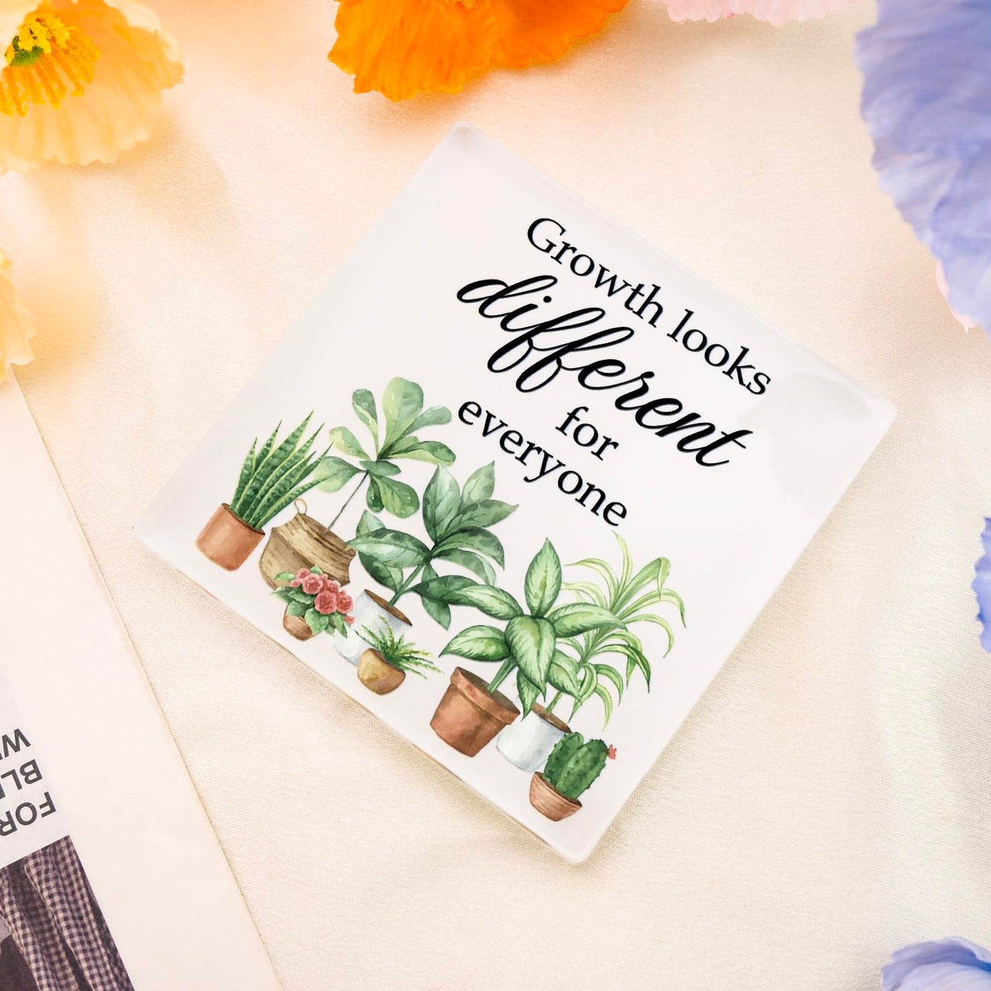 Motivational Acrylic Office Decor For Women Man Cute Plant Flower Desk Decor Sign Classroom Decorations Retirement Gift Green Desk Accessories For Farmhouse Home Bedroom