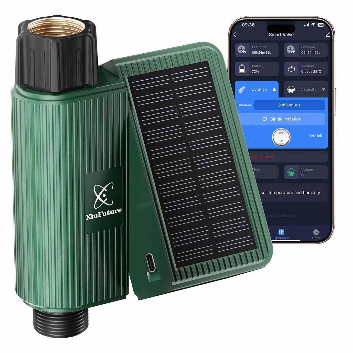 WiFi Solar Sprinkler Timer with Flow Monitor, Water Timer for Garden Hose with Rain Delay, Manual& Automatic Watering System for Garden Hose Faucet, App& Voice Control, Irrigation Controller