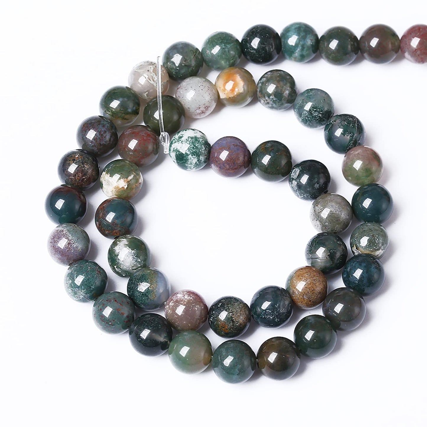 45pcs 8mm Natural Indian Agate Gemstone Beads Smooth Round Loose Spacer Beads for Jewelry Making DIY Bracelet Necklace 15" Strand