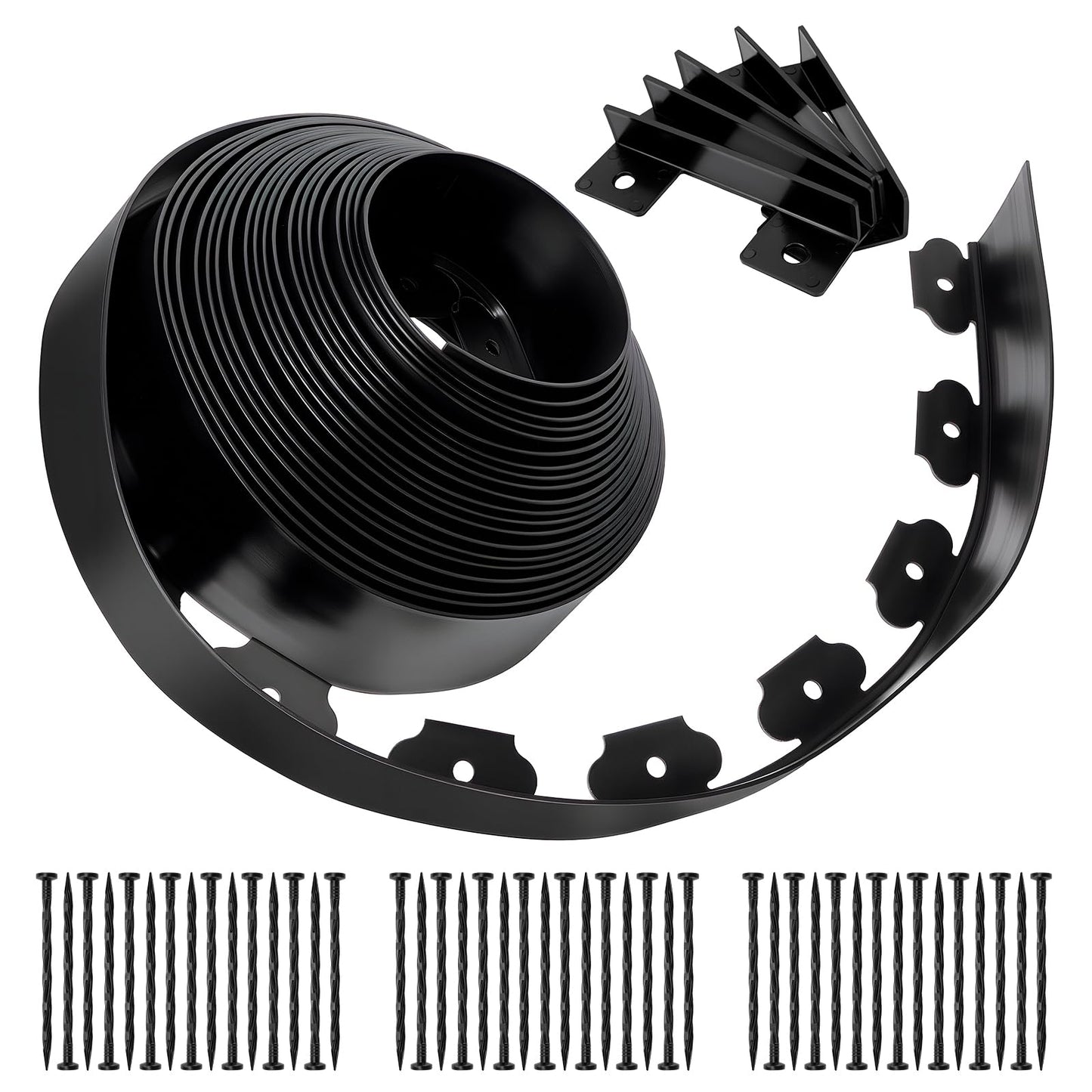 Landscape Edging, 3" x 50' Garden Edging, Black Edging for Landscaping with 45 Pcs Anchoring Spikes for Garden Flower Beds Yard Lawn