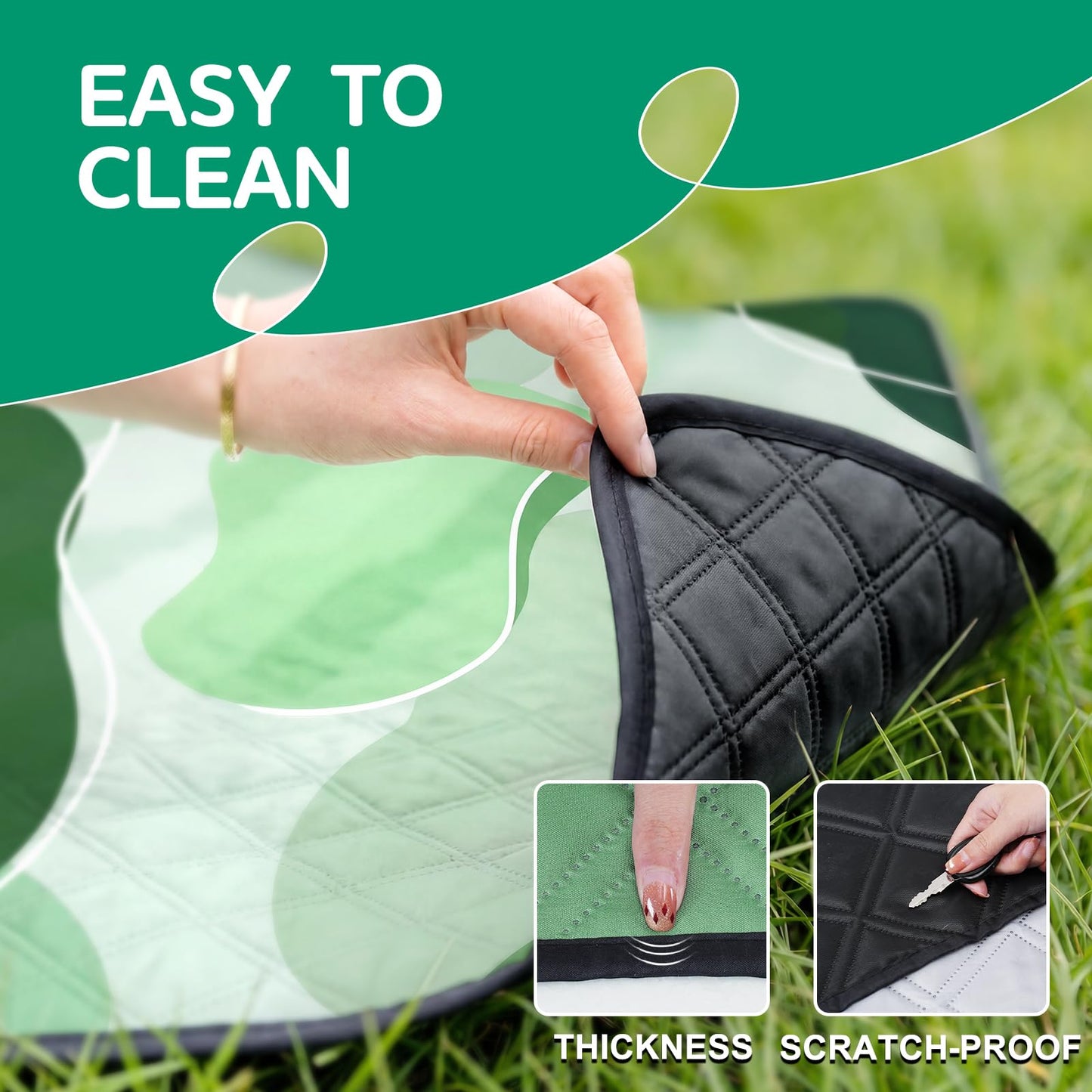 RYCHIC Waterproof Picnic Blanket Outdoor Camping Beach Mat Extra Large Foldable Car Essential Roadtrip Gadget Rv Accessories Glamping Tent Gear Must Haves Hiking Stuff Backpacking Necessities Gift