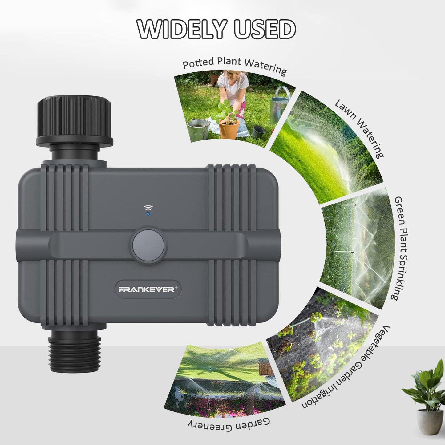 FRANKEVER WiFi Sprinkler Irrigation Timer, Automatic Garden Watering Hose Timer with Upgraded Rain Delay, Compatible with Alexa & Google Assistant, Outdoor No Hub Needed for Lawn Yard Watering