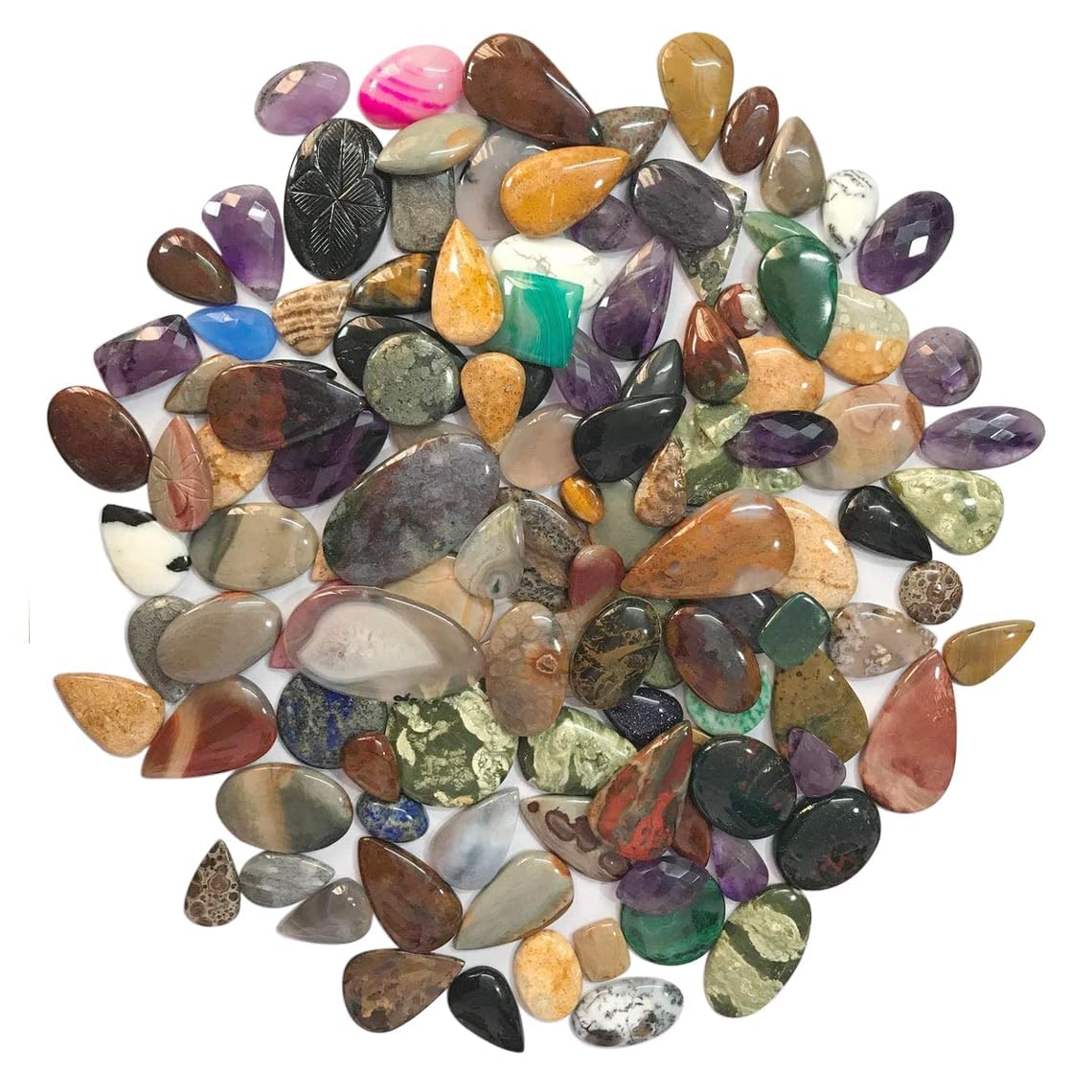 GEMKORA (2 to 3pcs) Natural Mix Gemstones Wholesale Cabochons Lot, Jewelry Making Loose Gemstone, DIY Stones, Wire Wrapping, Reiki, Wikka, Healing Crystals, Bulk Gemstone Deal (100 carats)