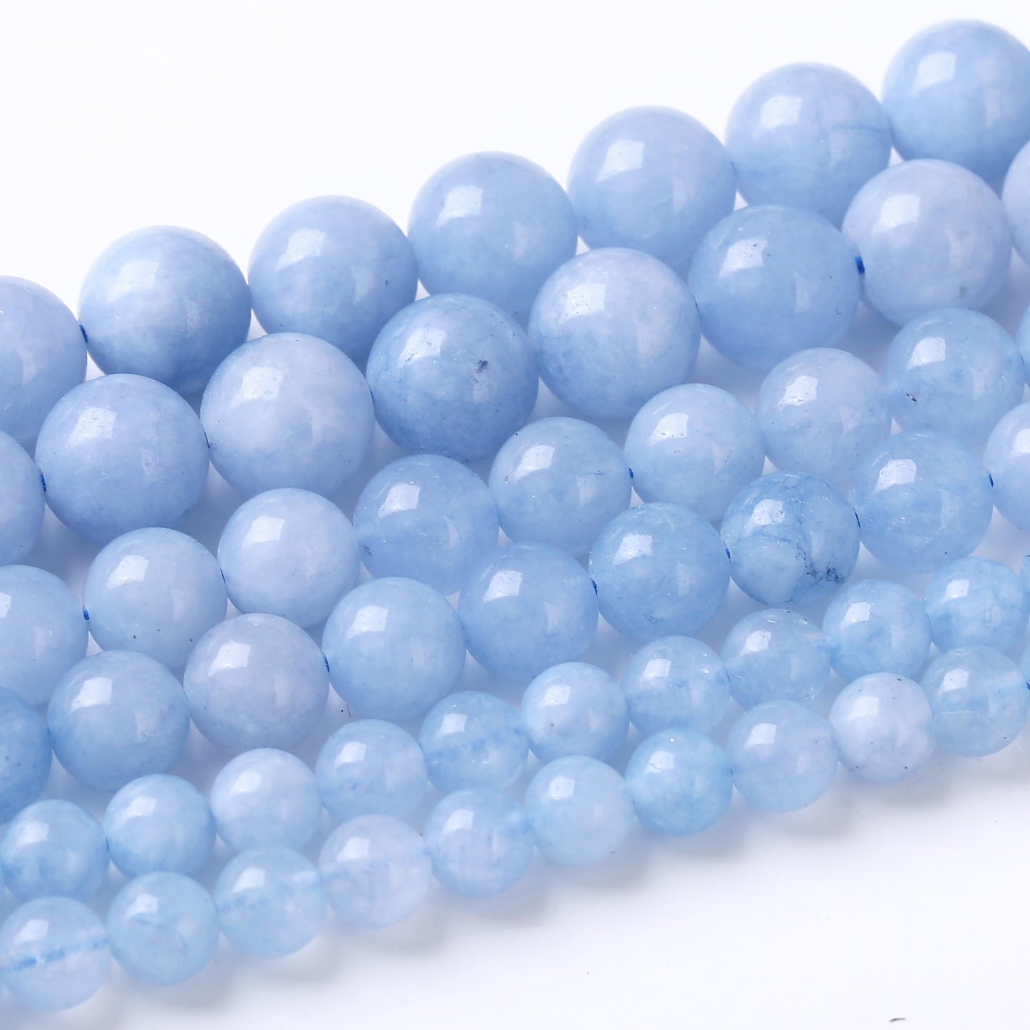 90PCS 4MM Natural Aquamarine Jade Chalcedony Round Loose Stone Beads for Jewelry DIY Energy Stone Healing Power Bracelet 15"