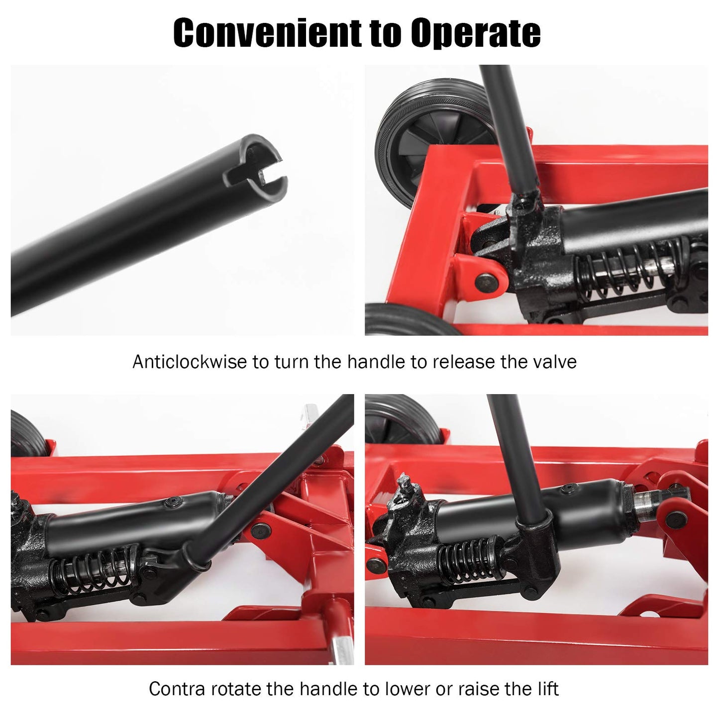 Goplus Lawn Mower Lift, 500LBS Capacity Zero Turn Mower Lift with Hydraulic Jack, Non-Slip Wheels, Adjustable Movable Lawn Mower Lift Jack for Riding Tractors, Lawnmowers