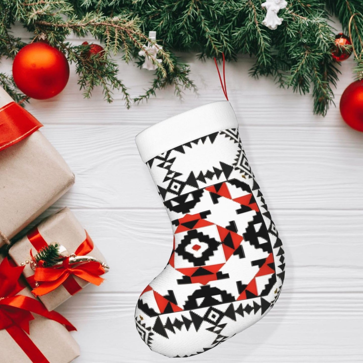 UUIKLPOL Decorative Art Print Holiday Decorative Socks,Classic Christmas Stockings Festive Ornaments,Joyful Season Socks