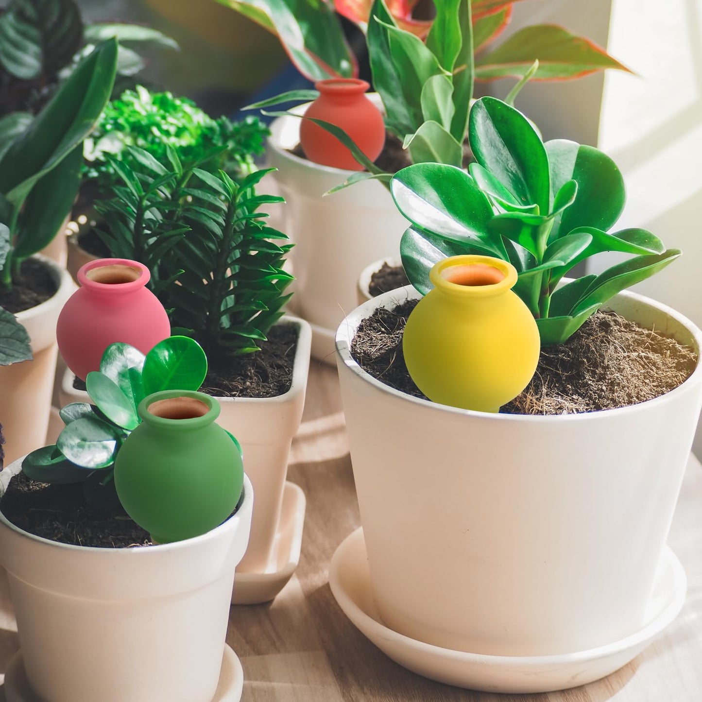 Terracotta Watering Spikes, 4 Pack Self Watering Globes, Slow Release Self Watering Planter Insert, Plant Watering Globes for Indoor and Outdoor Plants