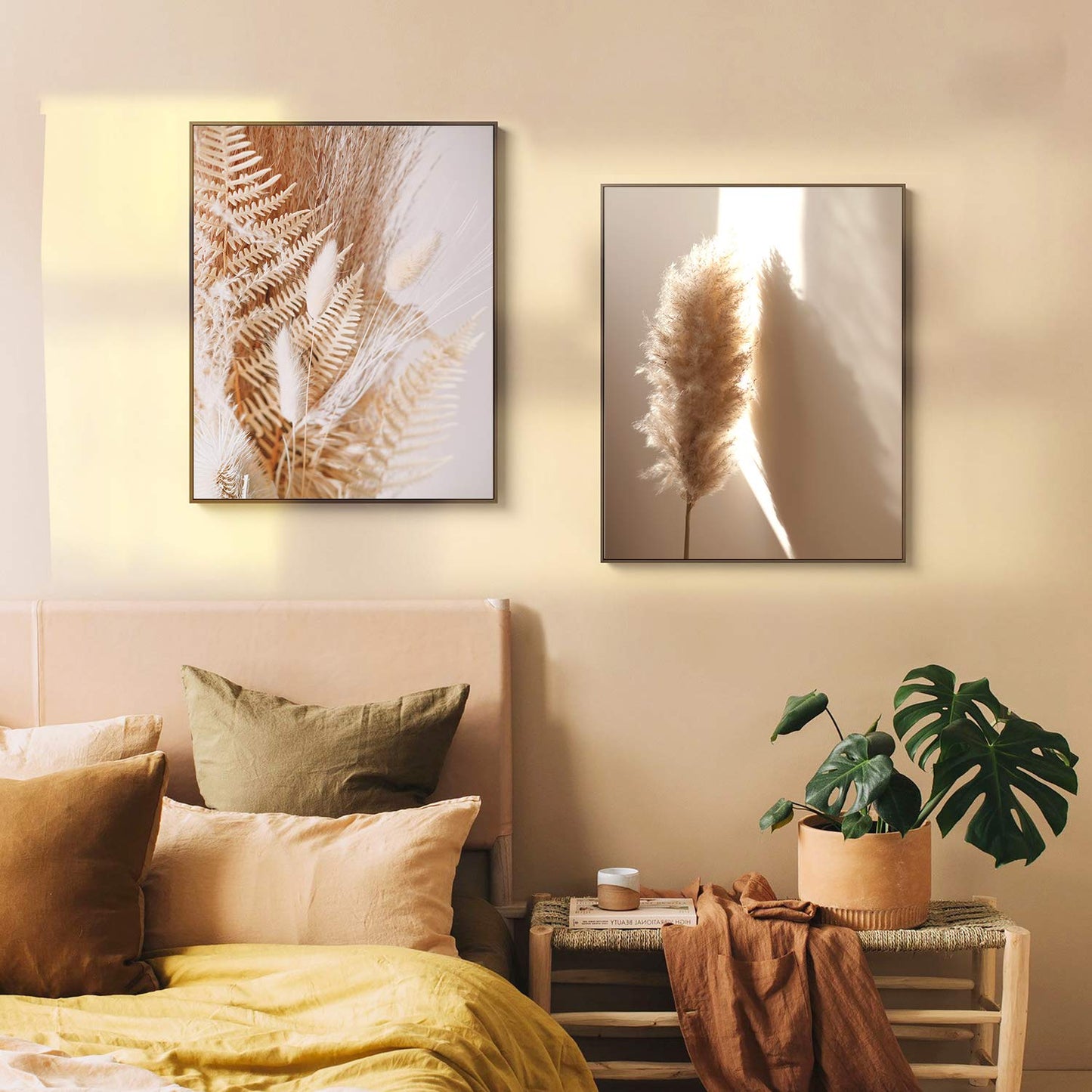 HoozGee Nature Wall Art Prints Set of 6 Canvas Art Wall Decor Botanical Print Pictures Reed Dried Flower Plant Poster Print Home Decorations for Living Room Wall Decor (8"x10" UNFRAMED)
