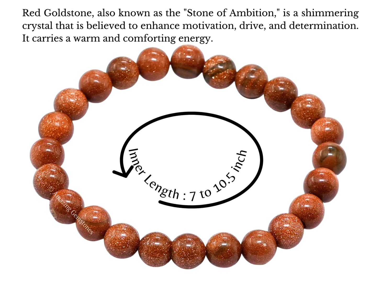 Amazing Gemstone Crystal Bracelet for Women Men's Gifts - Protection Healing Crystal Bracelet - 8mm Gemstone Beaded Stretchable Bracelet Pulseras Para Hombres Mujer Stocking Stuffers Mothers Day Gift (Red Goldstone)