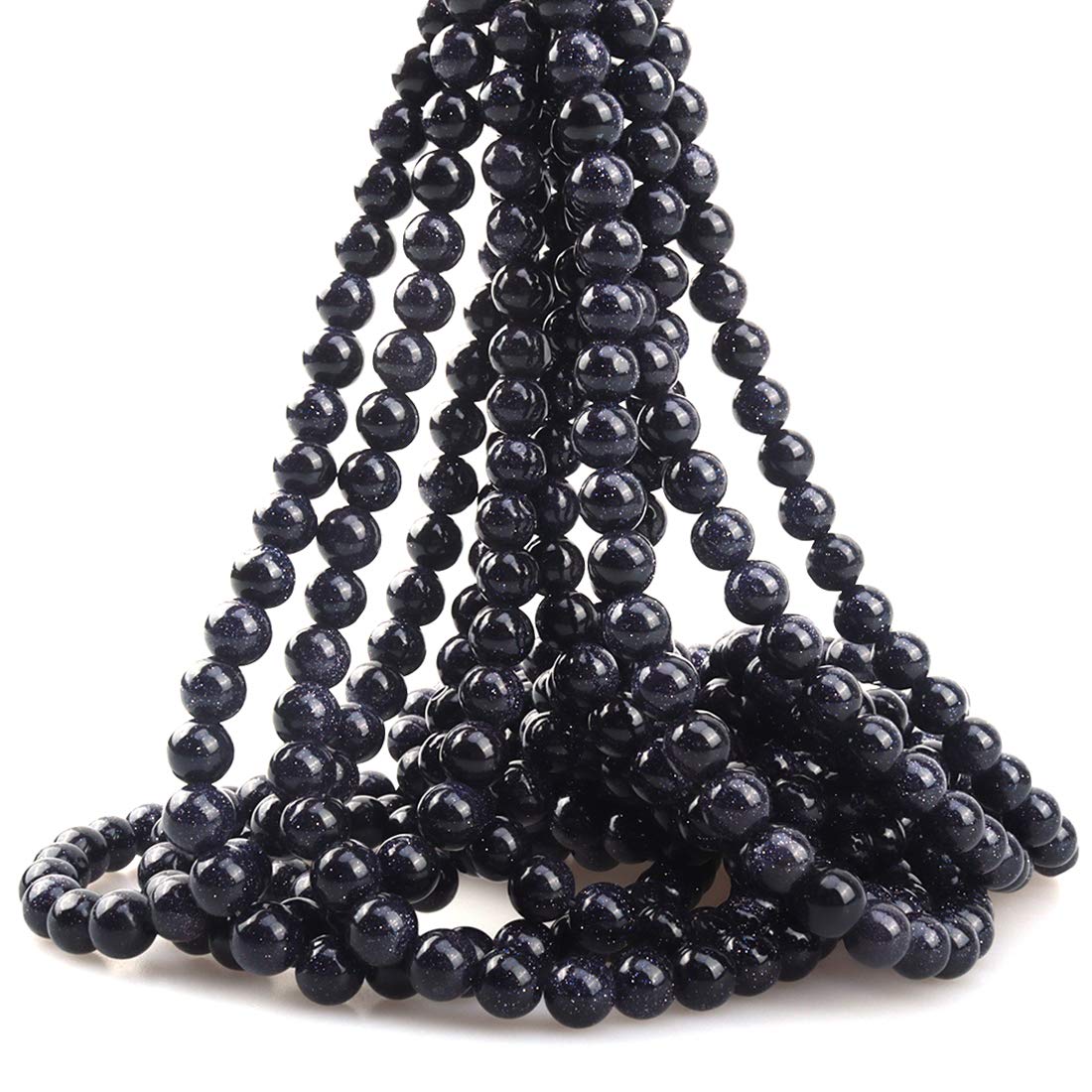 ICAI Beads 10mm Natural Blue Sand Goldstone Round Loose Stone Beads for Jewelry Making DIY Crafts Design 1 Strand 15" APPR.34-36pcs