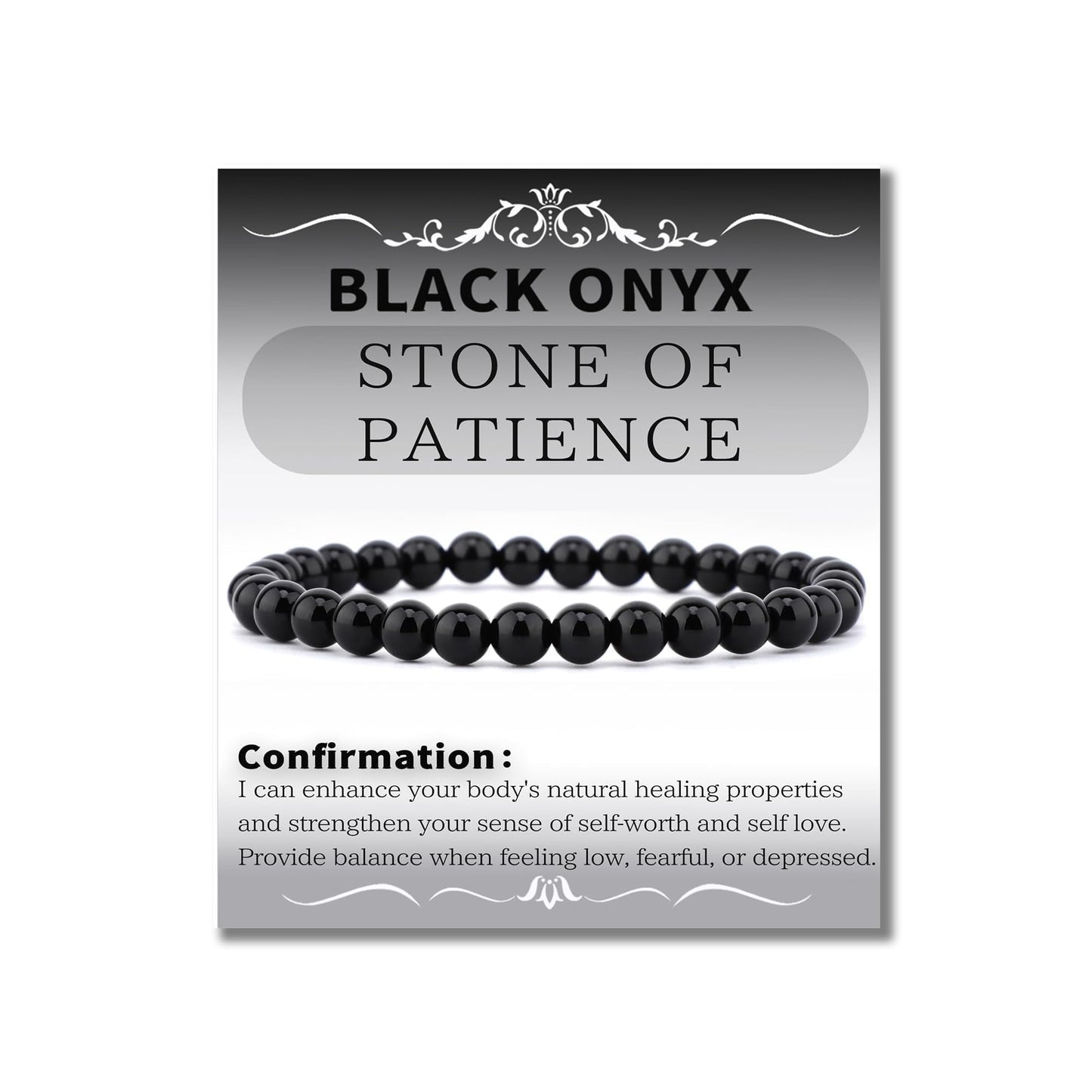 Bymitel 4mm Black Onyx - Handmade Reiki Gemstone Stretch Bracelet, Natural Beauty & Spiritual Essence, Crystal Healing for Unisex Adults