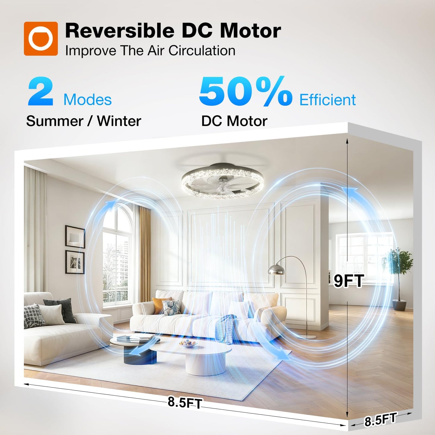 addlon Ceiling Fans with Lights and Remote, 20'' Low Profile Ceiling Fans, 3000-6000K Dimmable Modern Flush Mount LED Fan Light, Fandelier Ceiling Fan for Bedroom, Kitchen, Living Room, Black