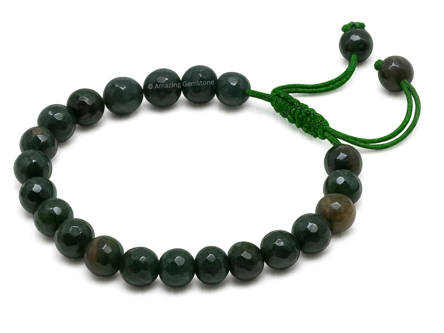Amazing Gemstone Bloodstone Bracelet for Women - Chakra Mens Bracelet Protection Crystals & Healing Stones - Faceted Beaded Blessing Bracelet Spiritual Meditation Gift Christmas Stocking (Adjustable)