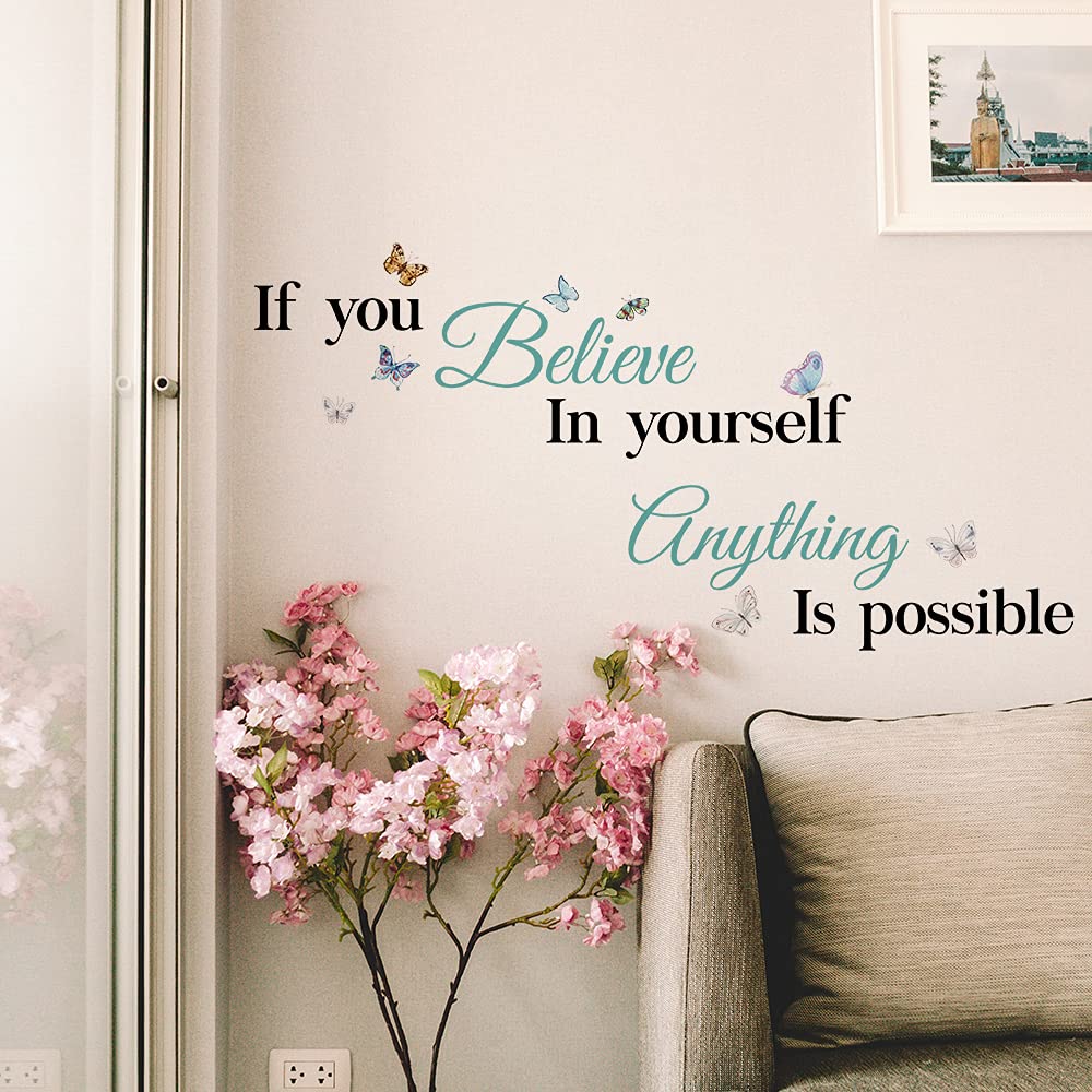 Inspirational Quotes If You Believe in Yourself Anything is Possible Wall Decal Vinyl Sticker for Living Room Bedroom Family Decor, Sweet Home Wall Art Stickers (28''×18.5'')